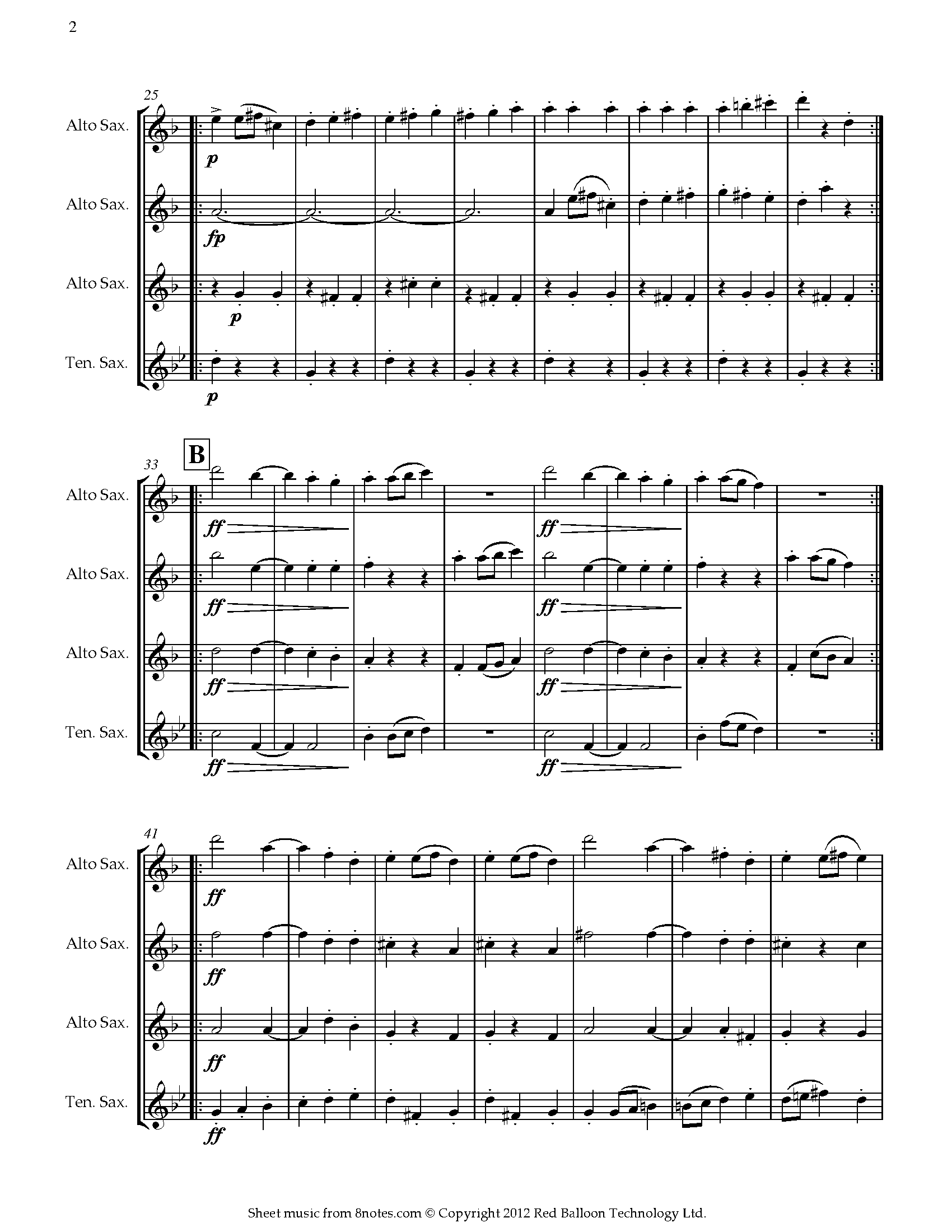 ﻿Dvořák - Slavonic Dance No. 8 Op. 46 Sheet music for Saxophone Quartet ...