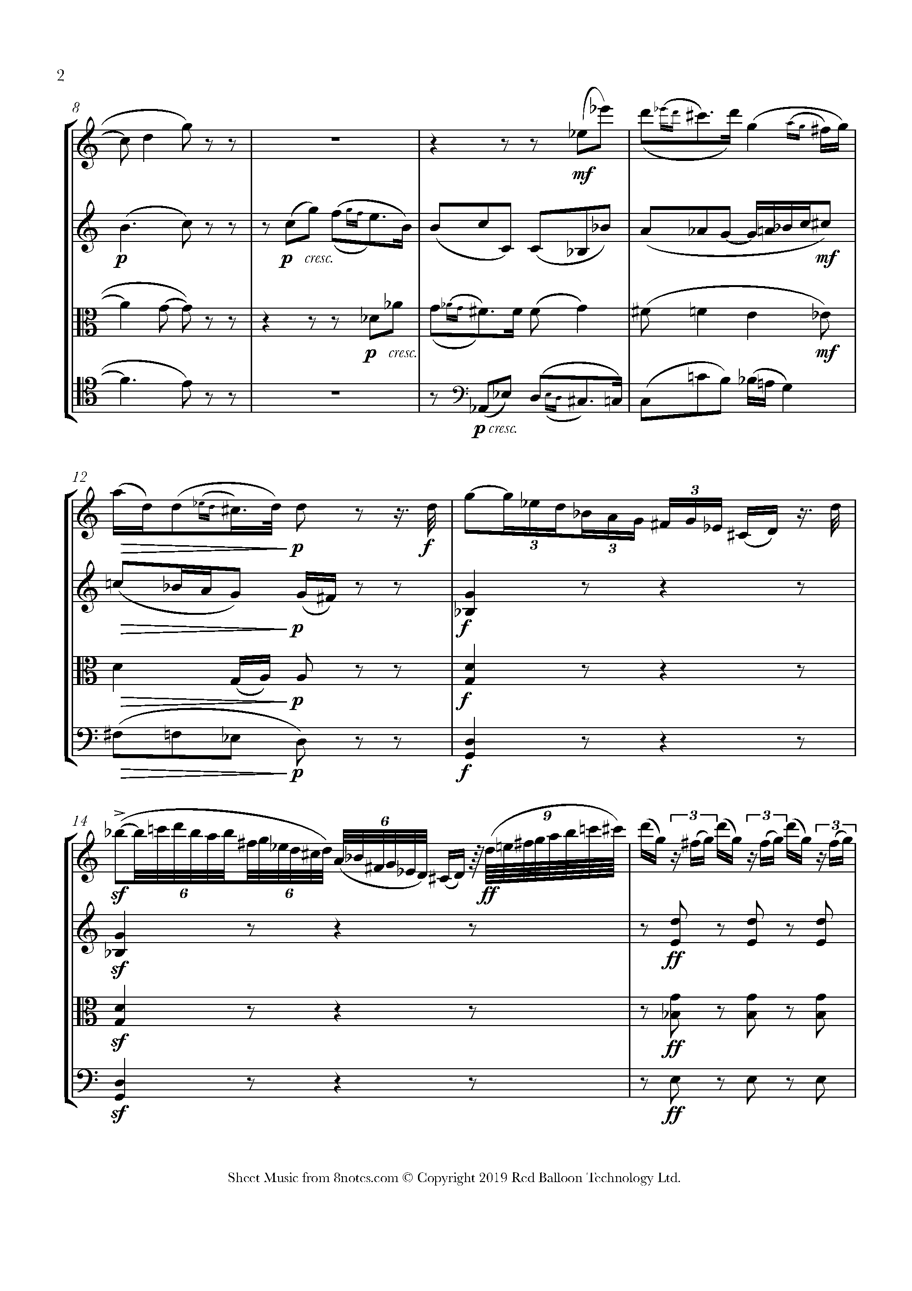 Tchaikovsky - String Quartet, Op. 22, First Movement Sheet Music For 