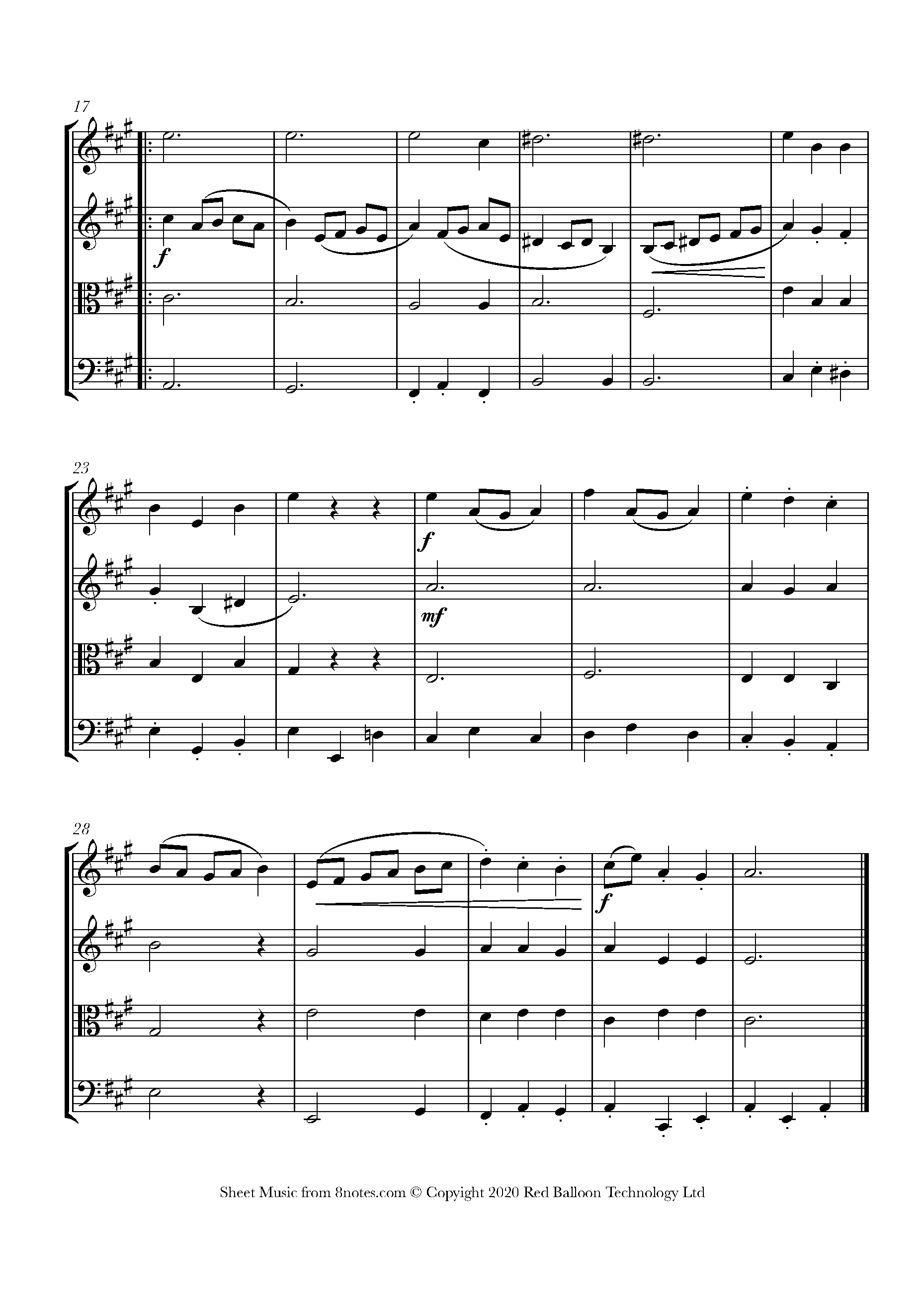 Bach - Minuet Sheet music for String Quartet - 8notes.com