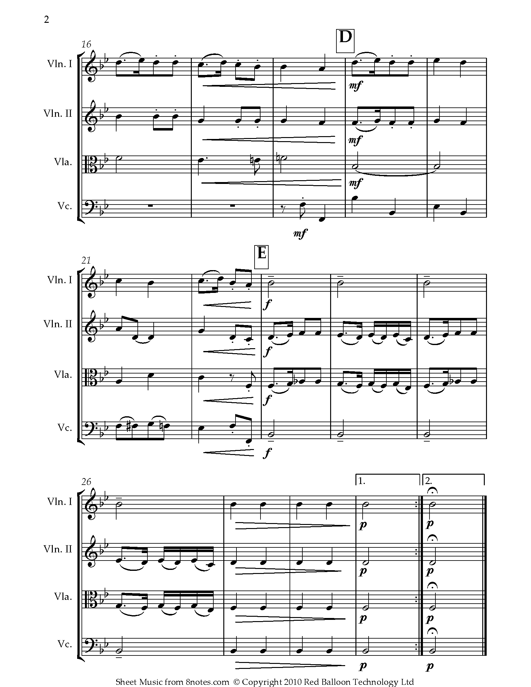 Haydn - St. Anthony Chorale Sheet music for String Quartet - 8notes.com