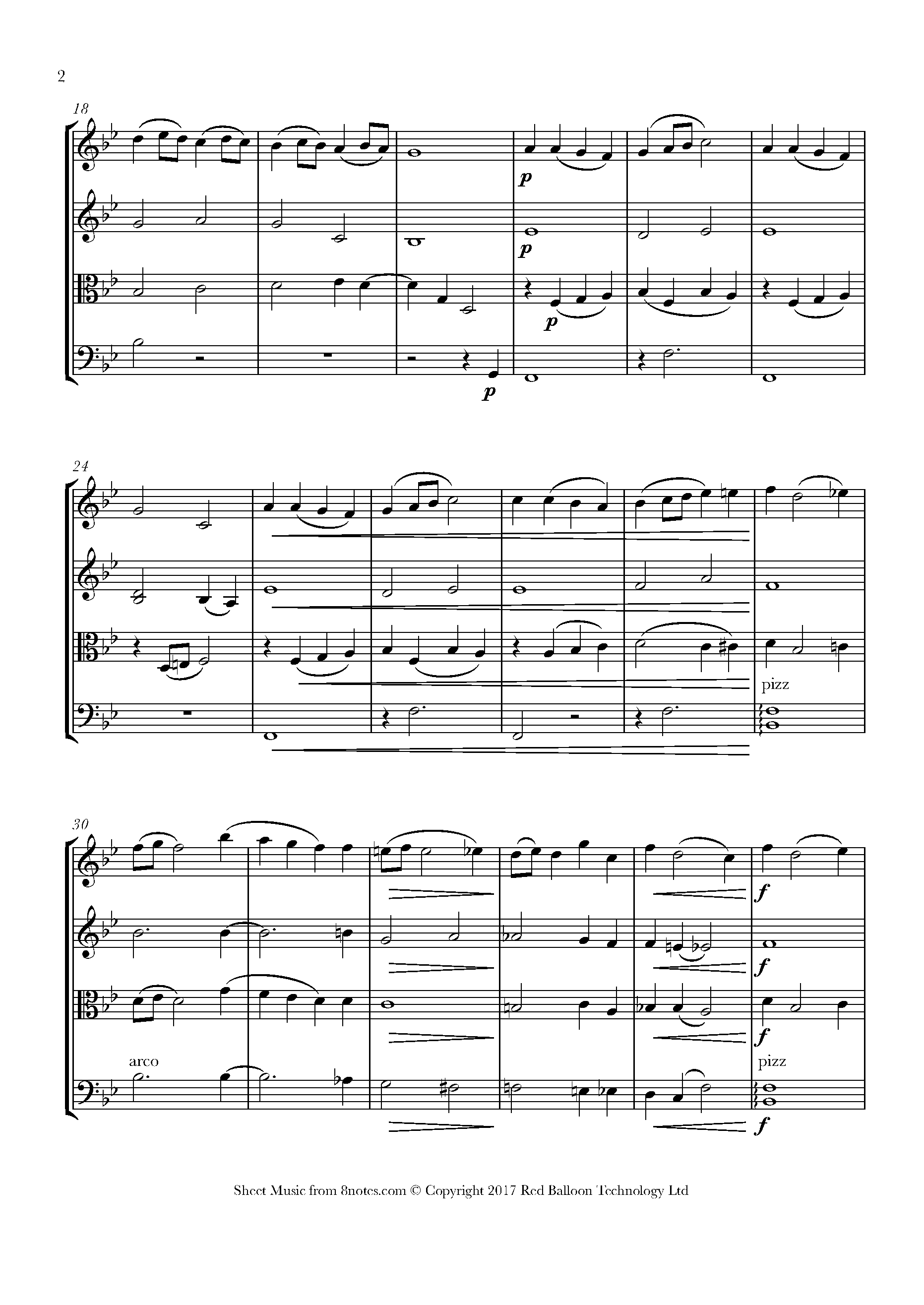 Tchaikovsky - Chanson Triste Sheet music for String Quartet - 8notes.com