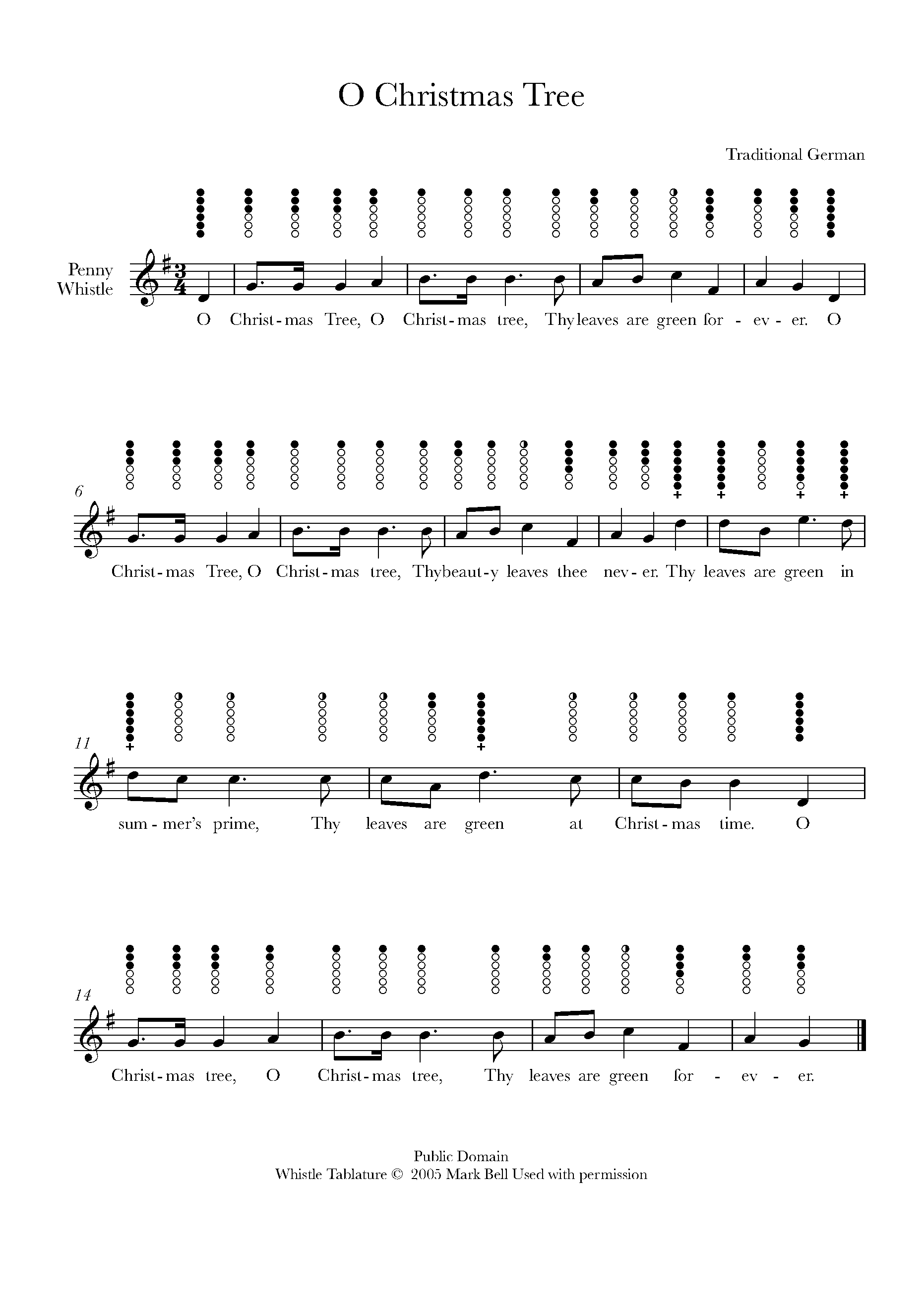 O Christmas Tree (O Tannenbaum) Sheet music for Tin Whistle