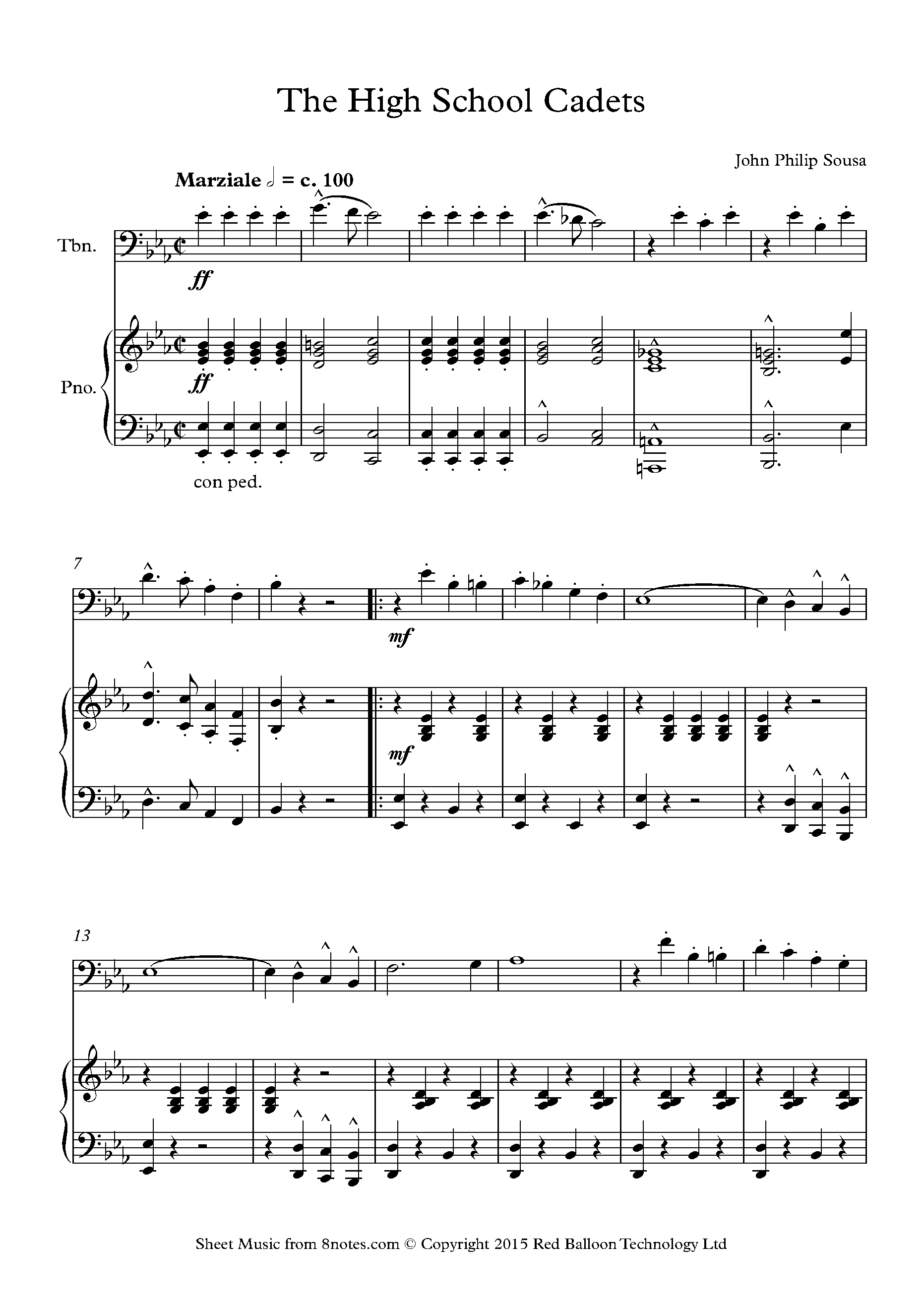 Sousa - The High School Cadets March Sheet music for Trombone - 8notes.com