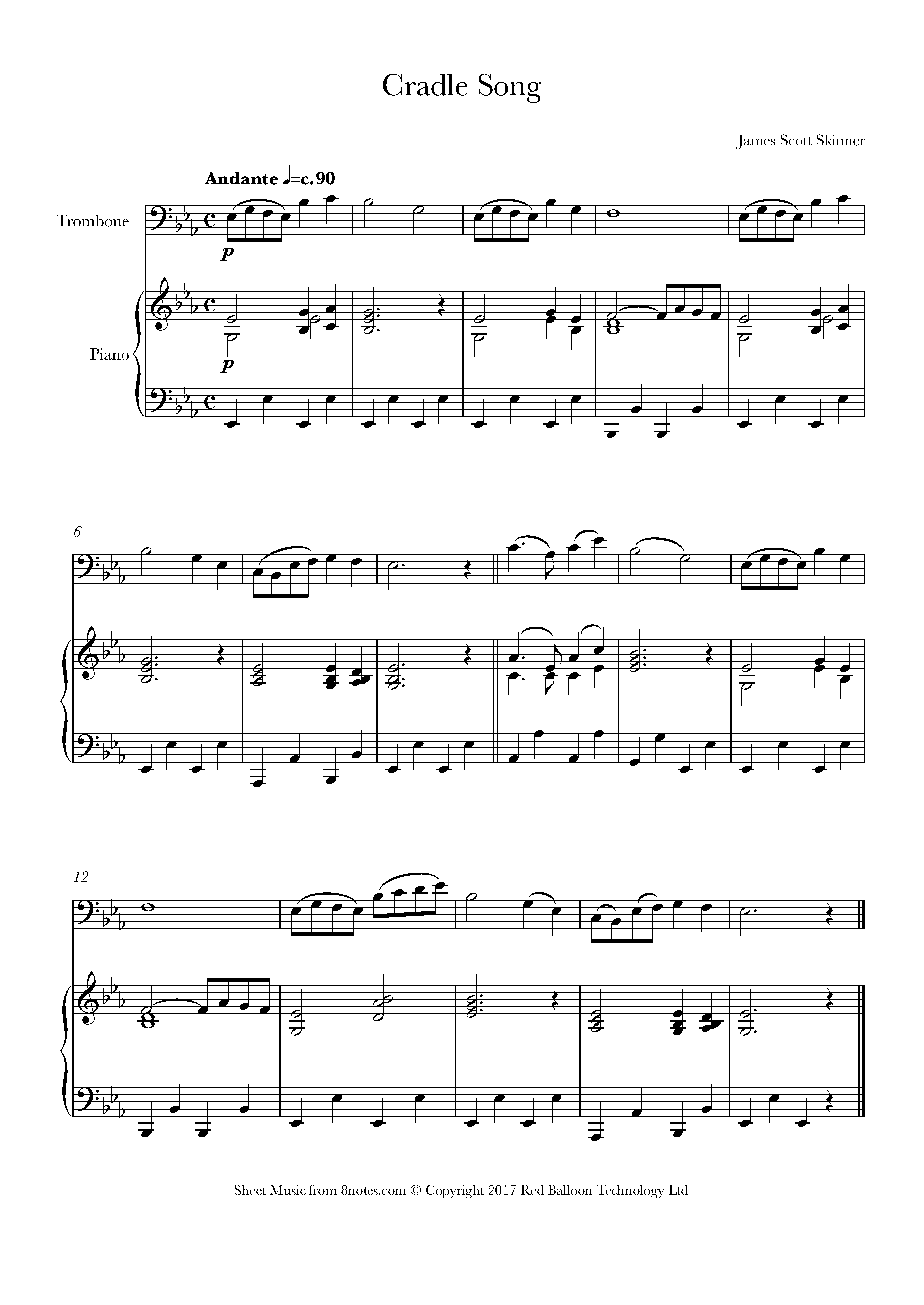 James Scott Skinner - The Cradle Song Sheet music for Trombone - 8notes.com