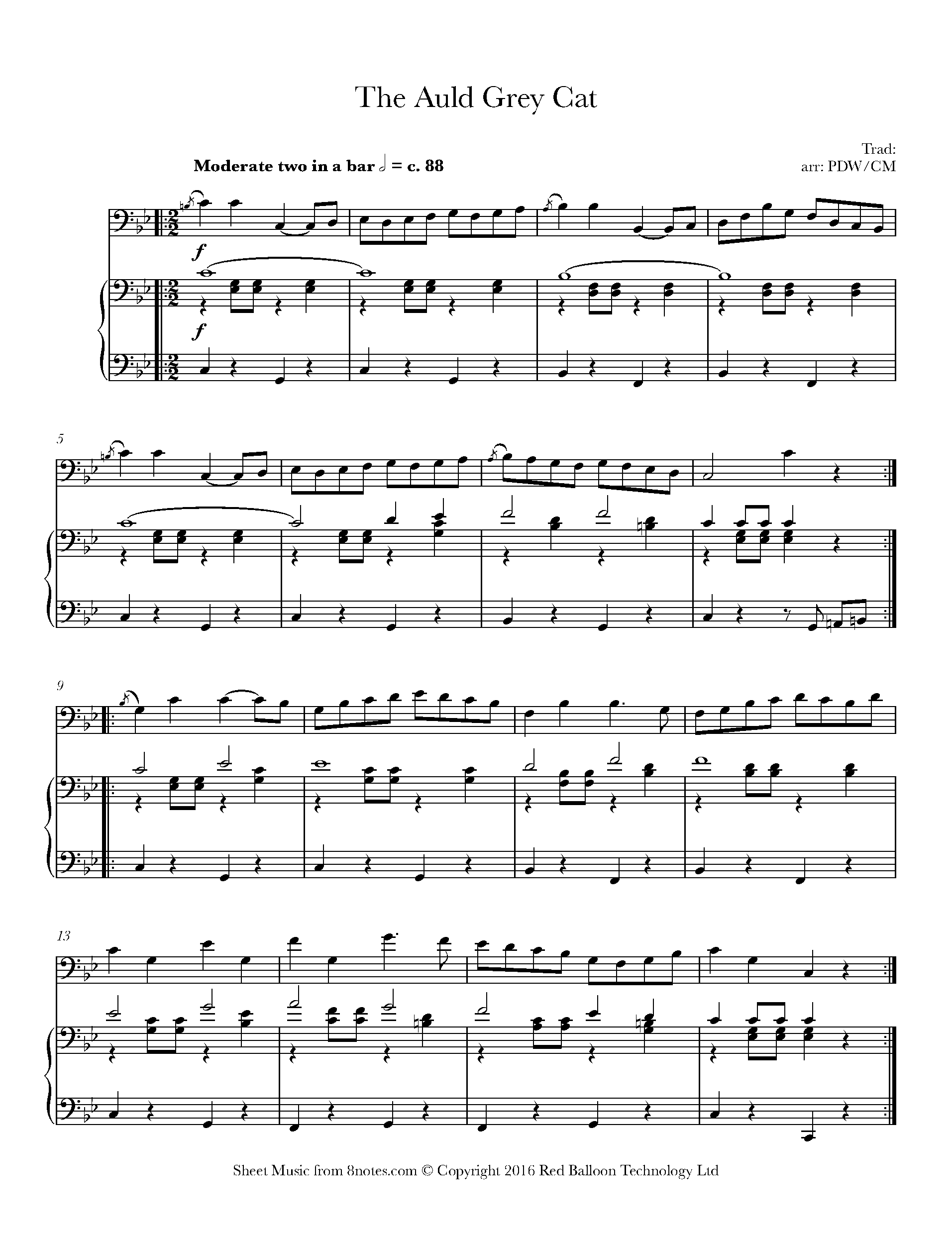 The Auld Grey Cat Sheet music for Trombone - 8notes.com