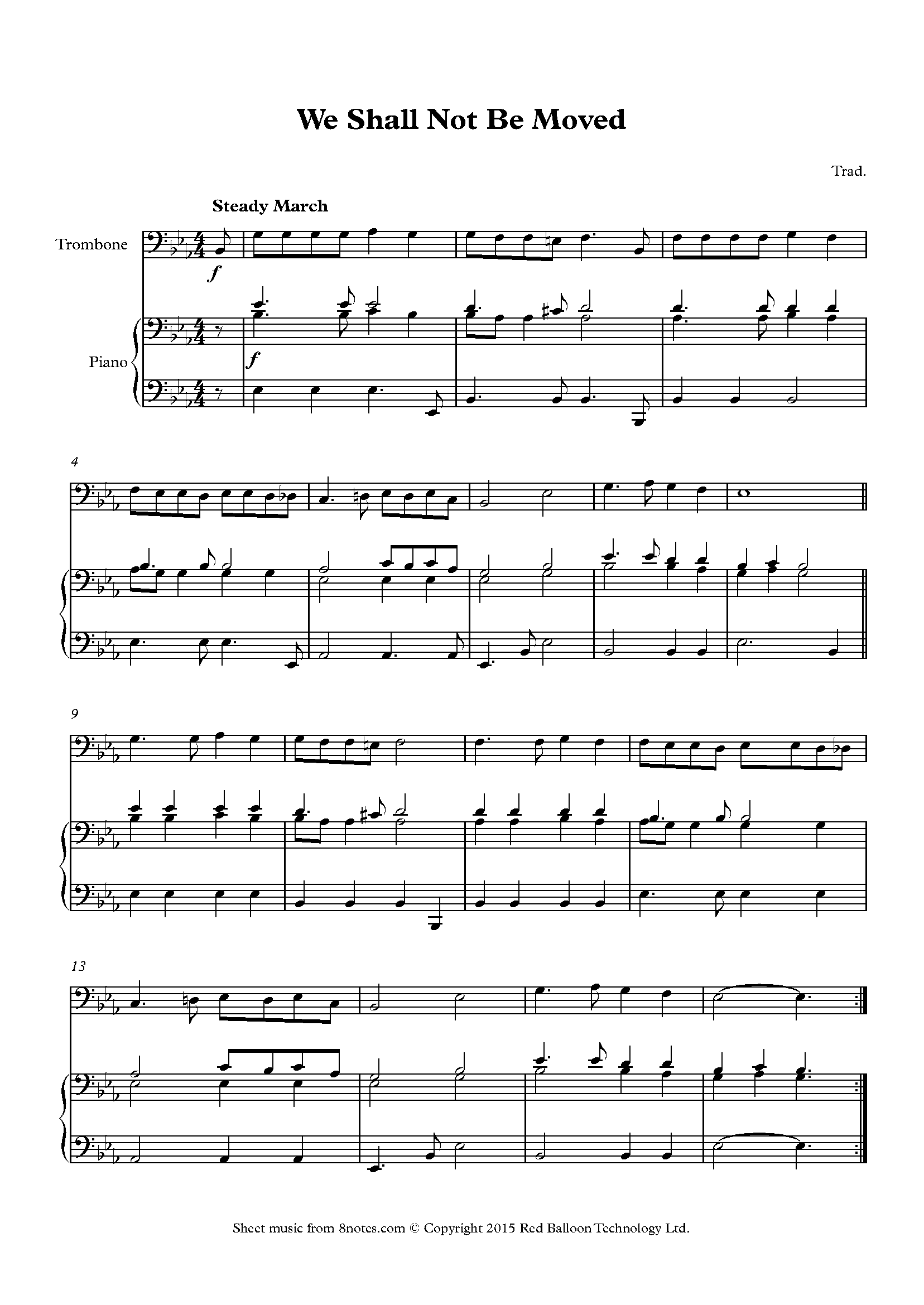 We Shall Not Be Moved Sheet music for Trombone - 8notes.com