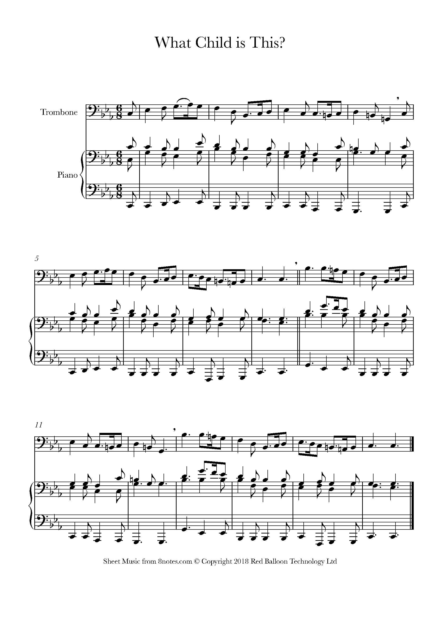 What Child Is This Sheet Music For Trombone 8notes Com