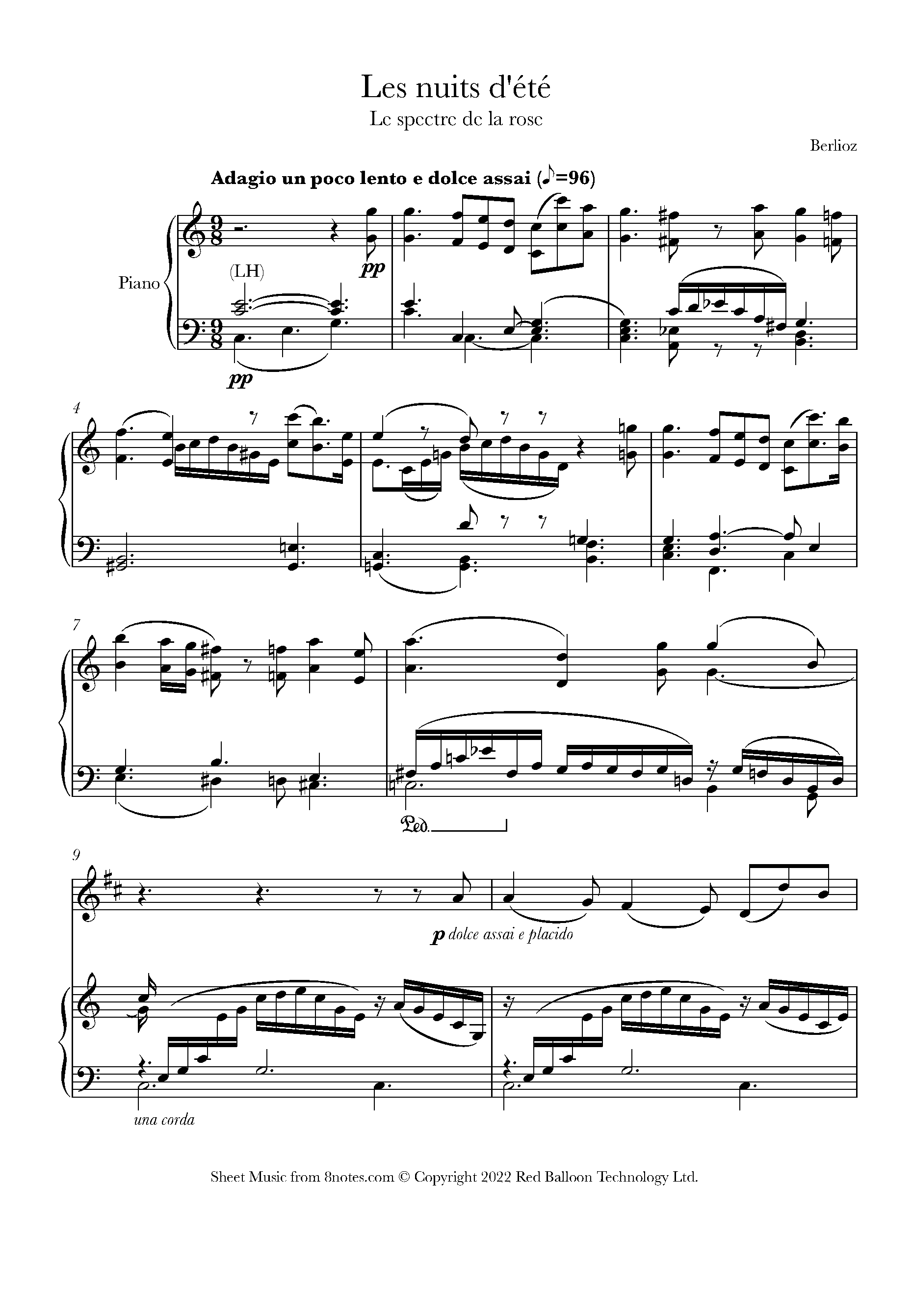 Berlioz - Les nuits d'ete: Le spectre de la rose Sheet music for ...