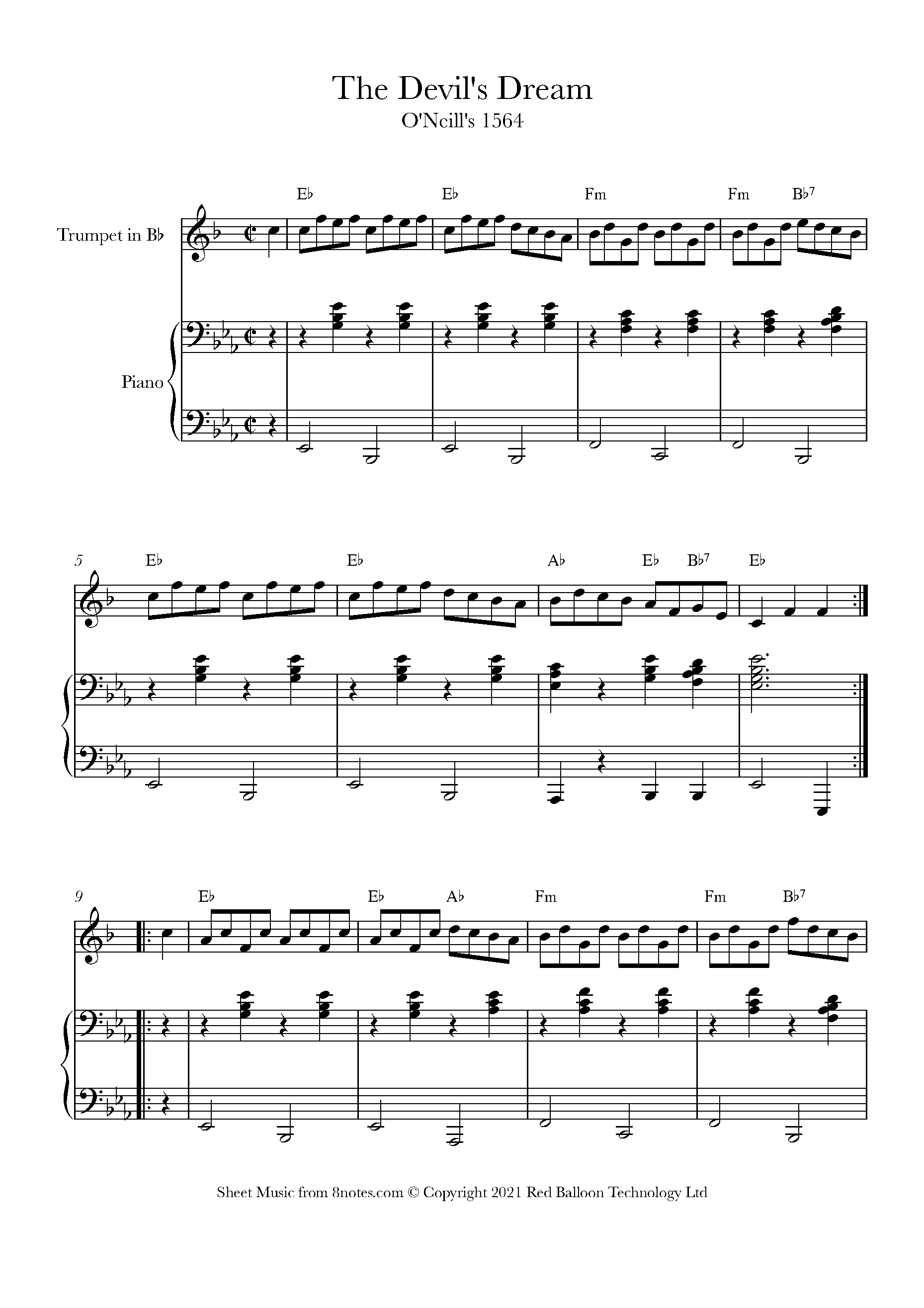 Devils Dream, The (Irish trad.) Sheet music for Trumpet - 8notes.com