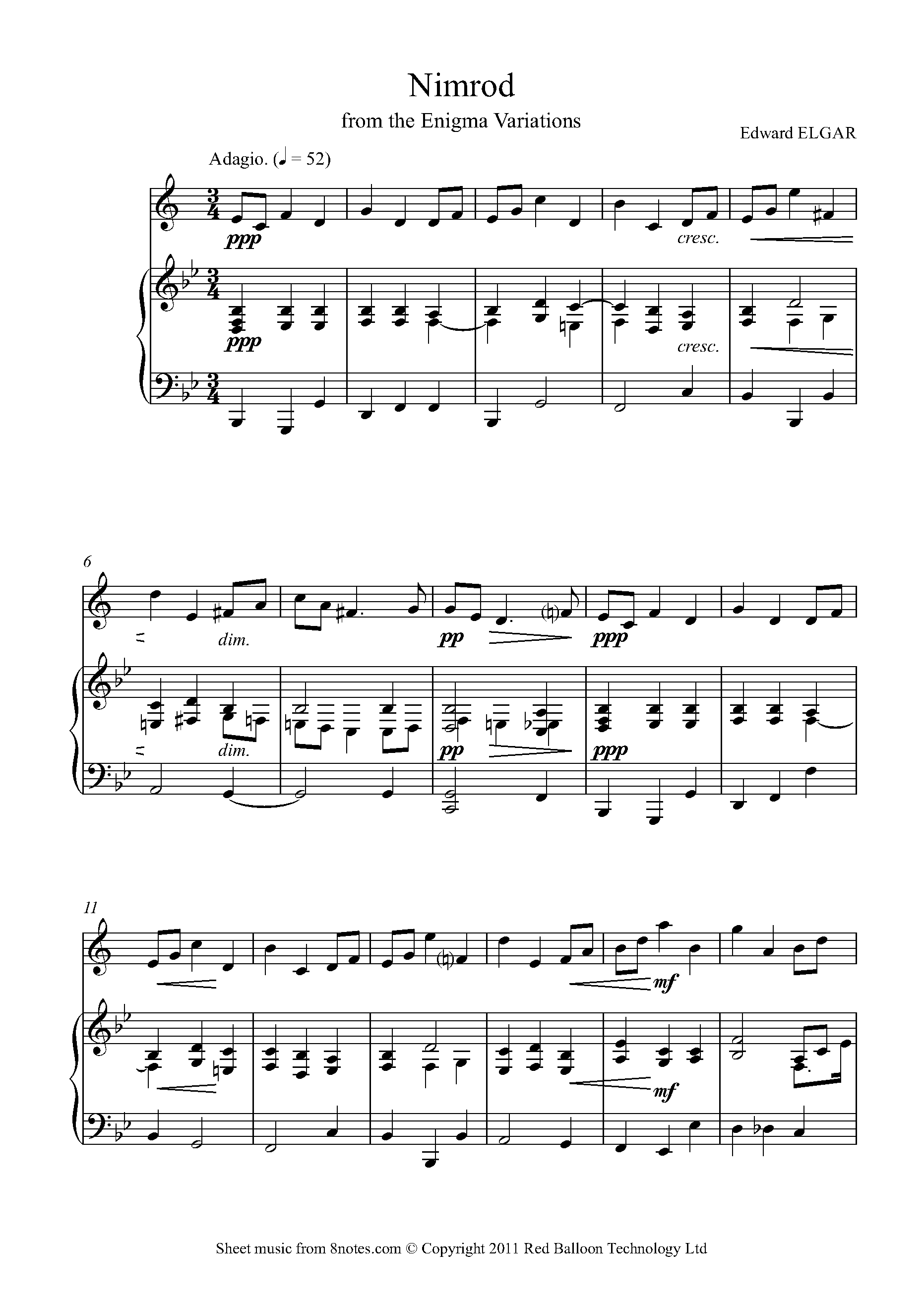 Elgar - Nimrod From Enigma Variations Sheet Music For Trumpet - 8notes.com