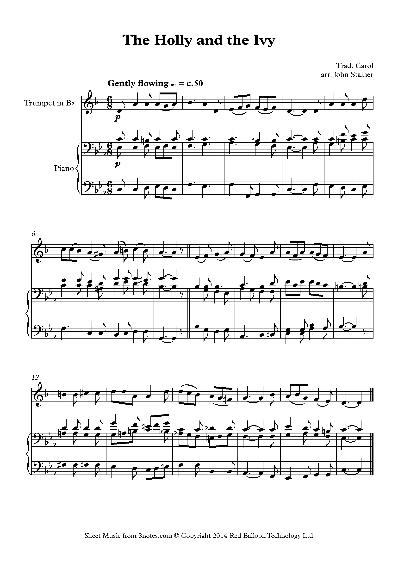 The Holly and the Ivy Sheet music for Trumpet - 8notes.com