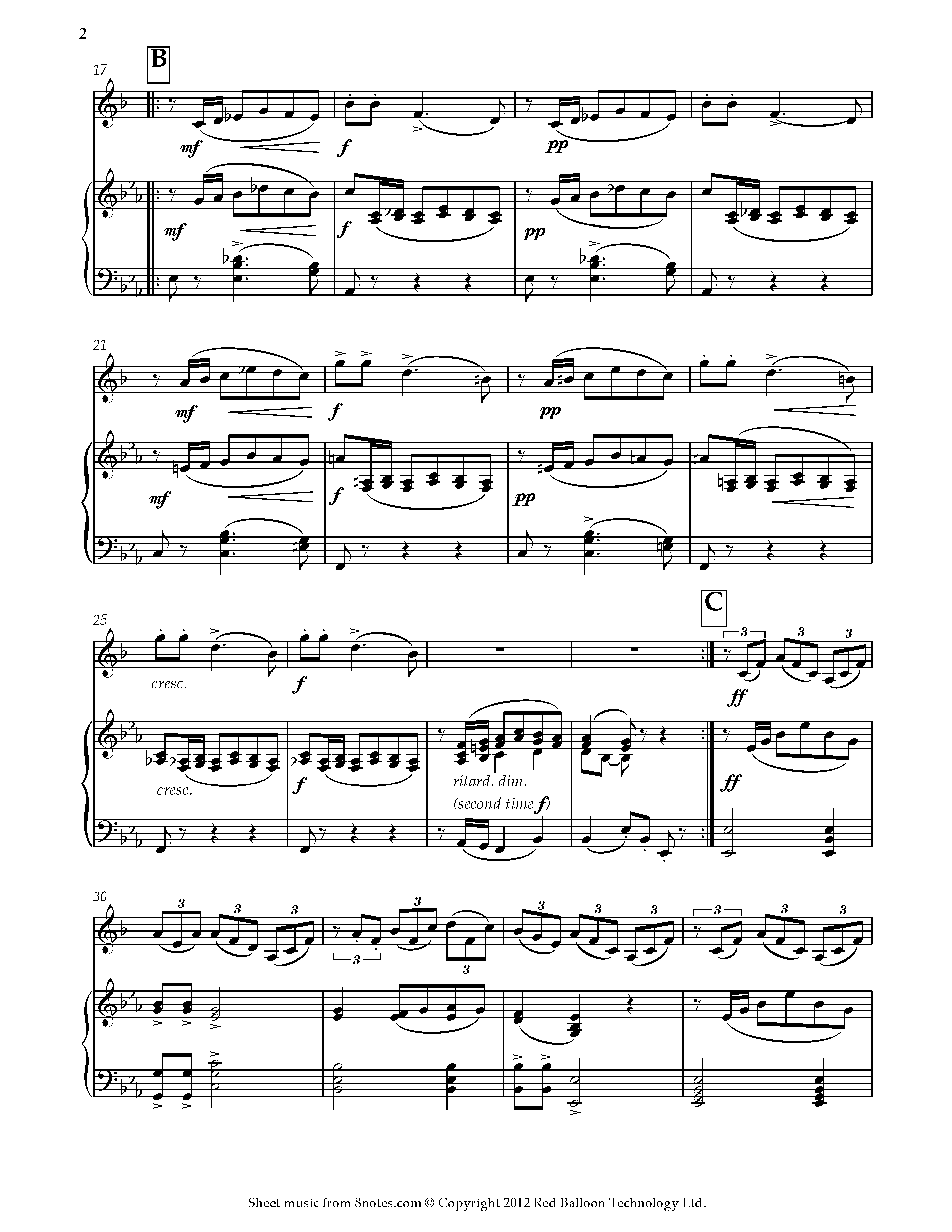 ﻿Dvořák - Slavonic Dance No. 3 Sheet music for Trumpet - 8notes.com