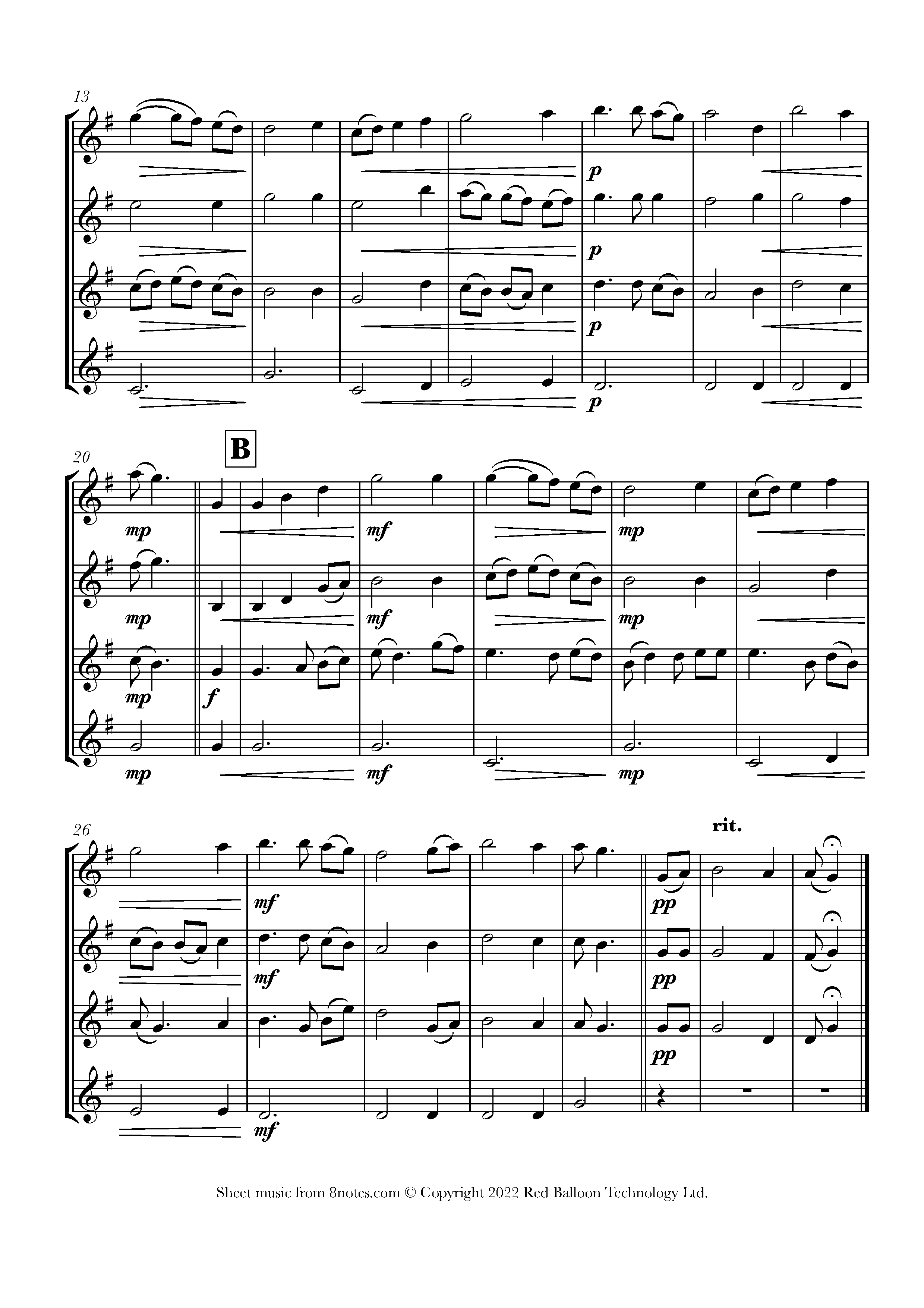 Shenandoah Sheet music for Trumpet Quartet - 8notes.com