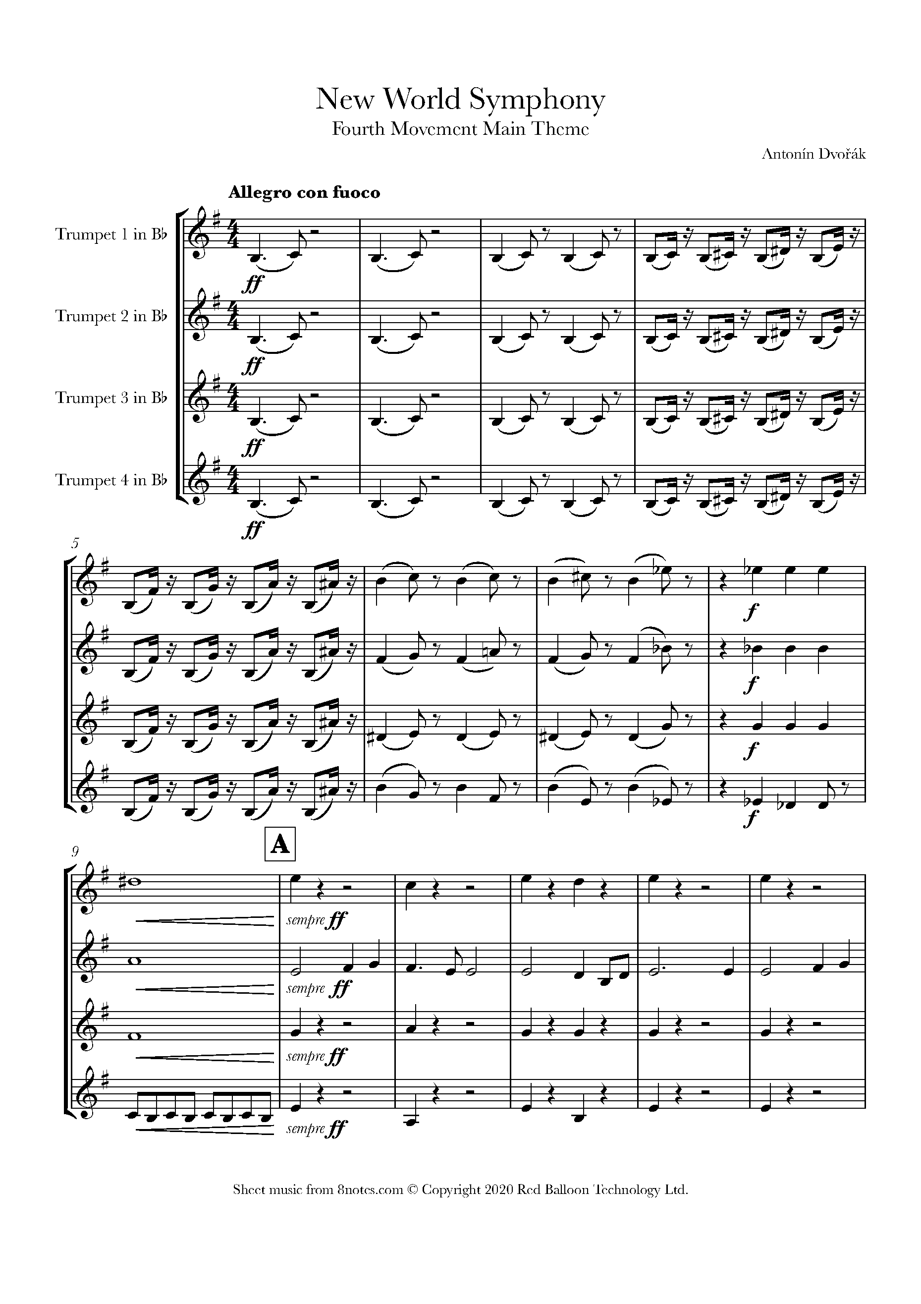 dvorak new world symphony 4th movement score