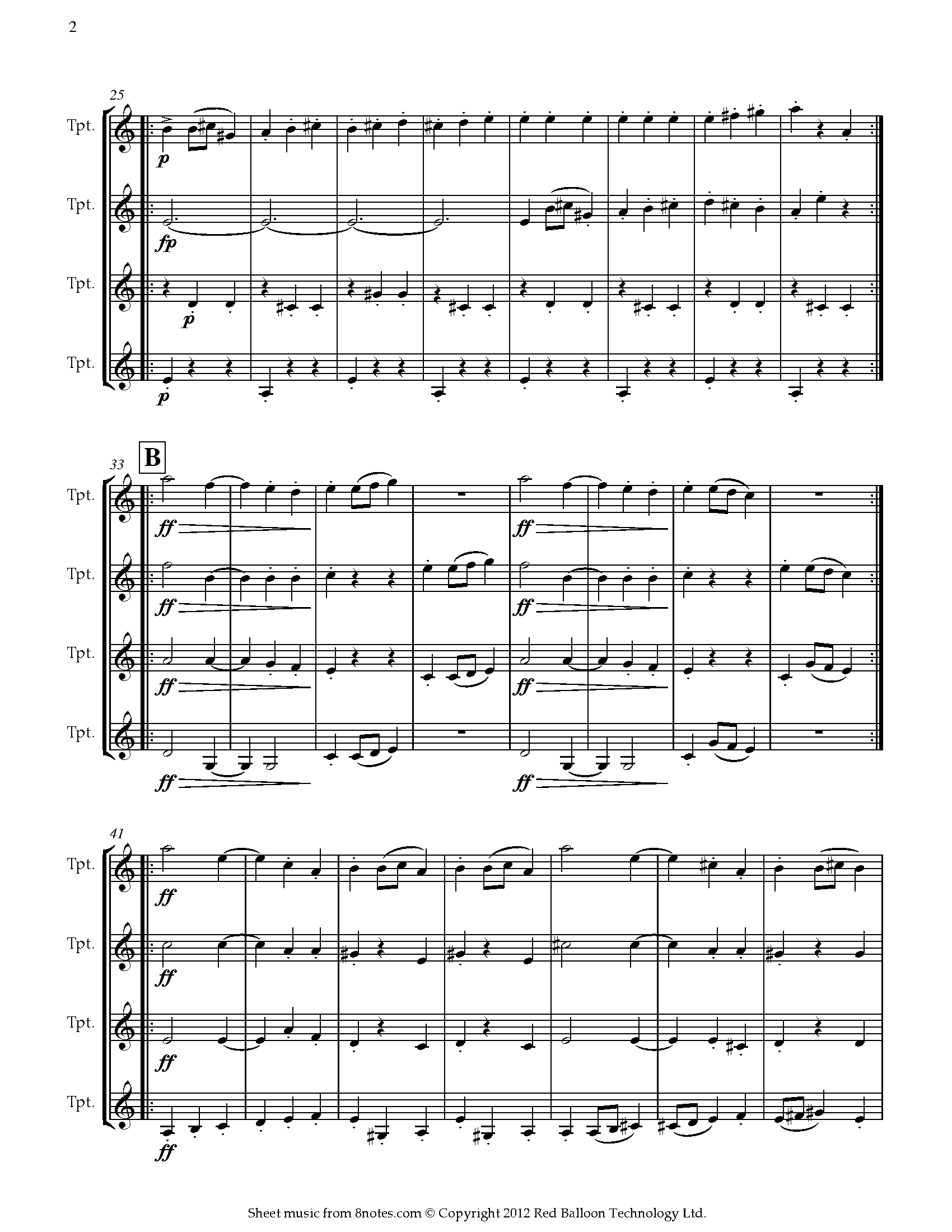 ﻿Dvořák - Slavonic Dance No. 8 Op. 46 Sheet music for Trumpet Quartet ...