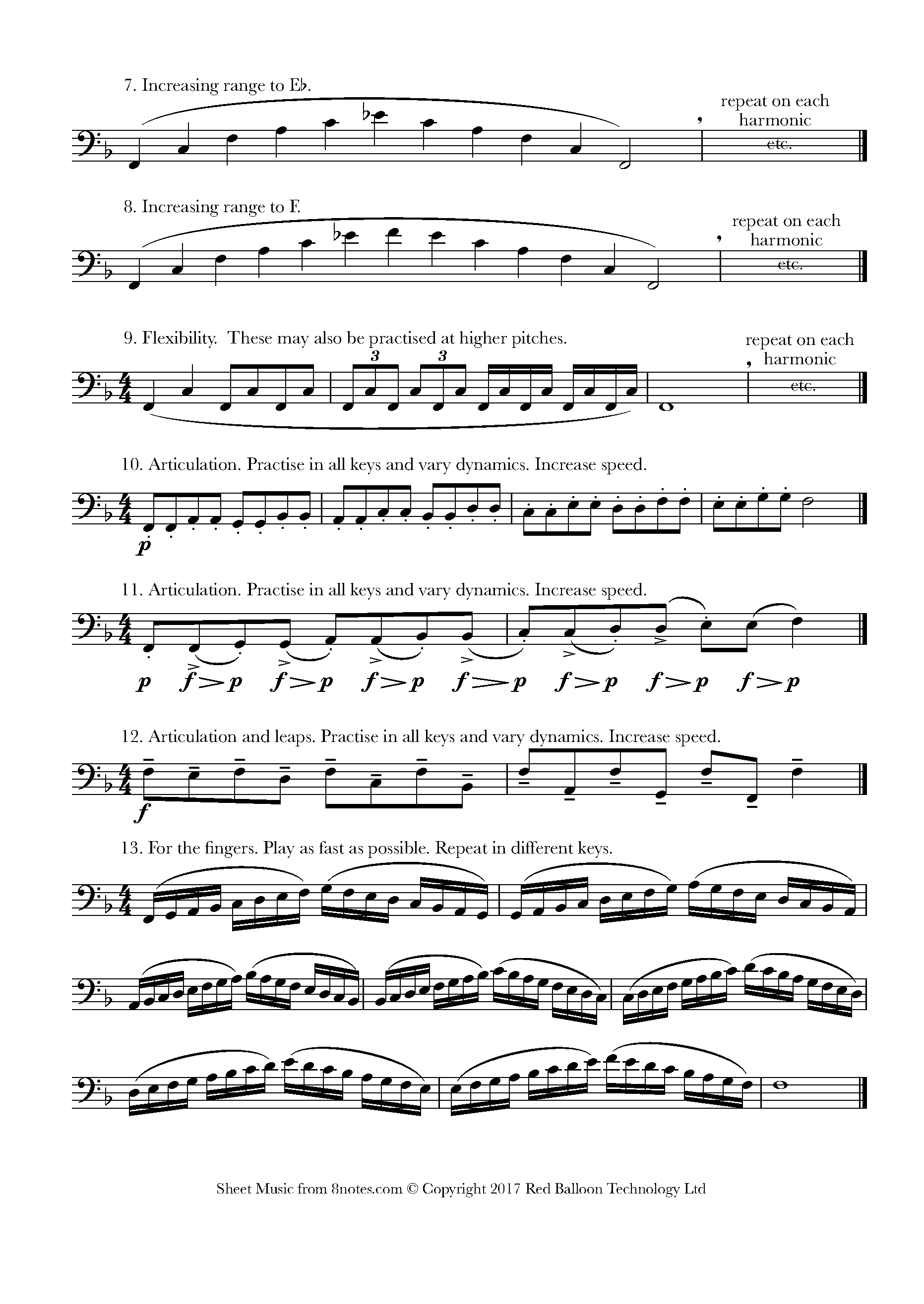 F Tuba Warm-up Exercises Sheet Music For Tuba - 8notes.com