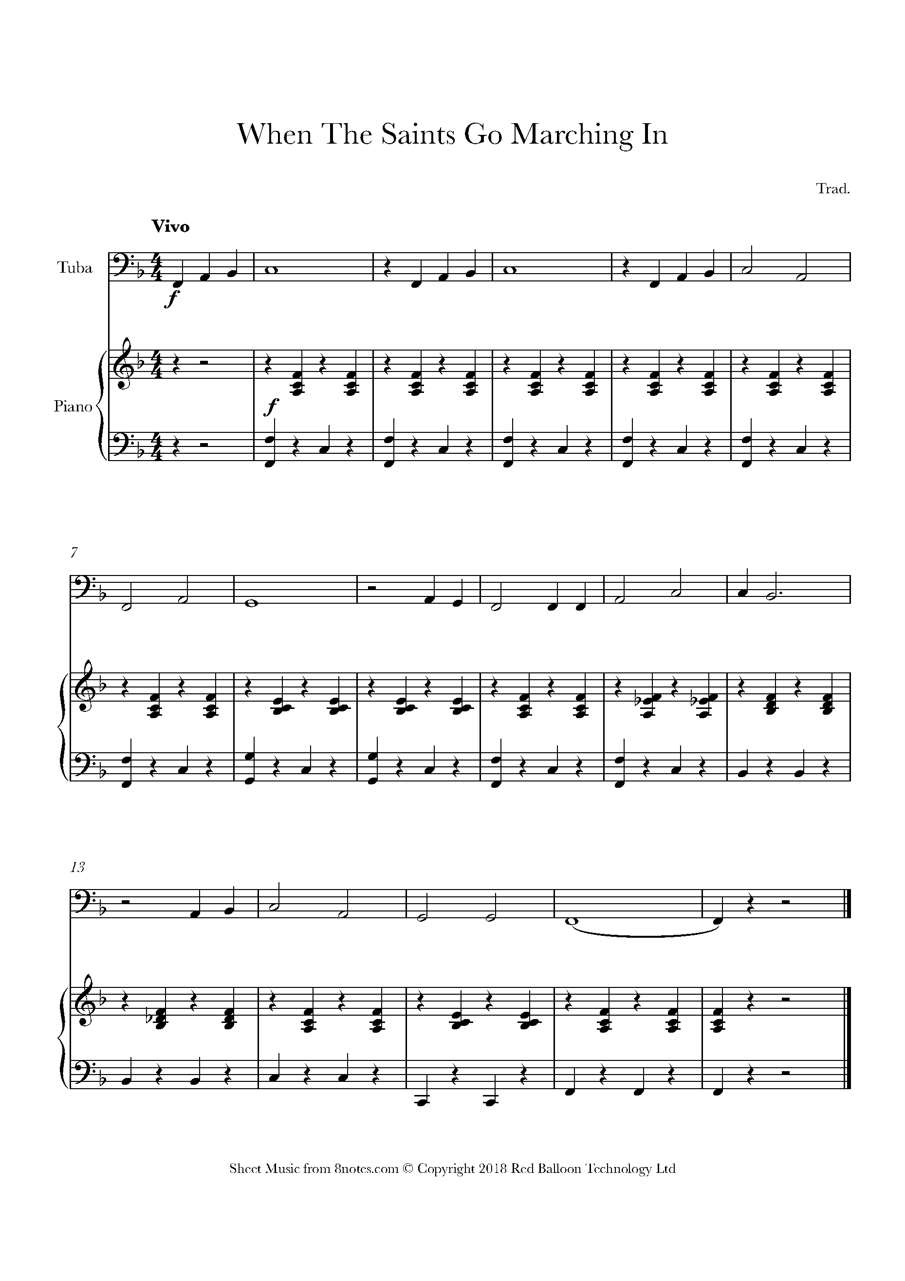 When the saints go marching in Sheet music for Tuba - 8notes.com