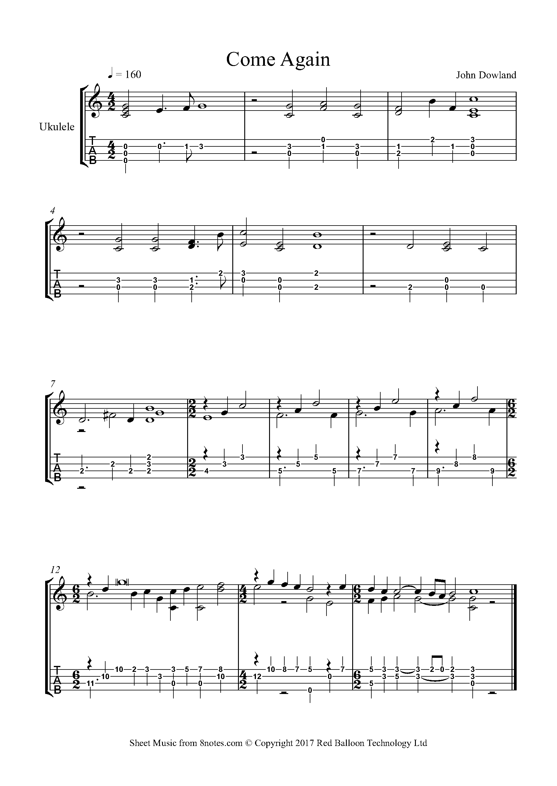 Renaissance ukulele outlet tabs