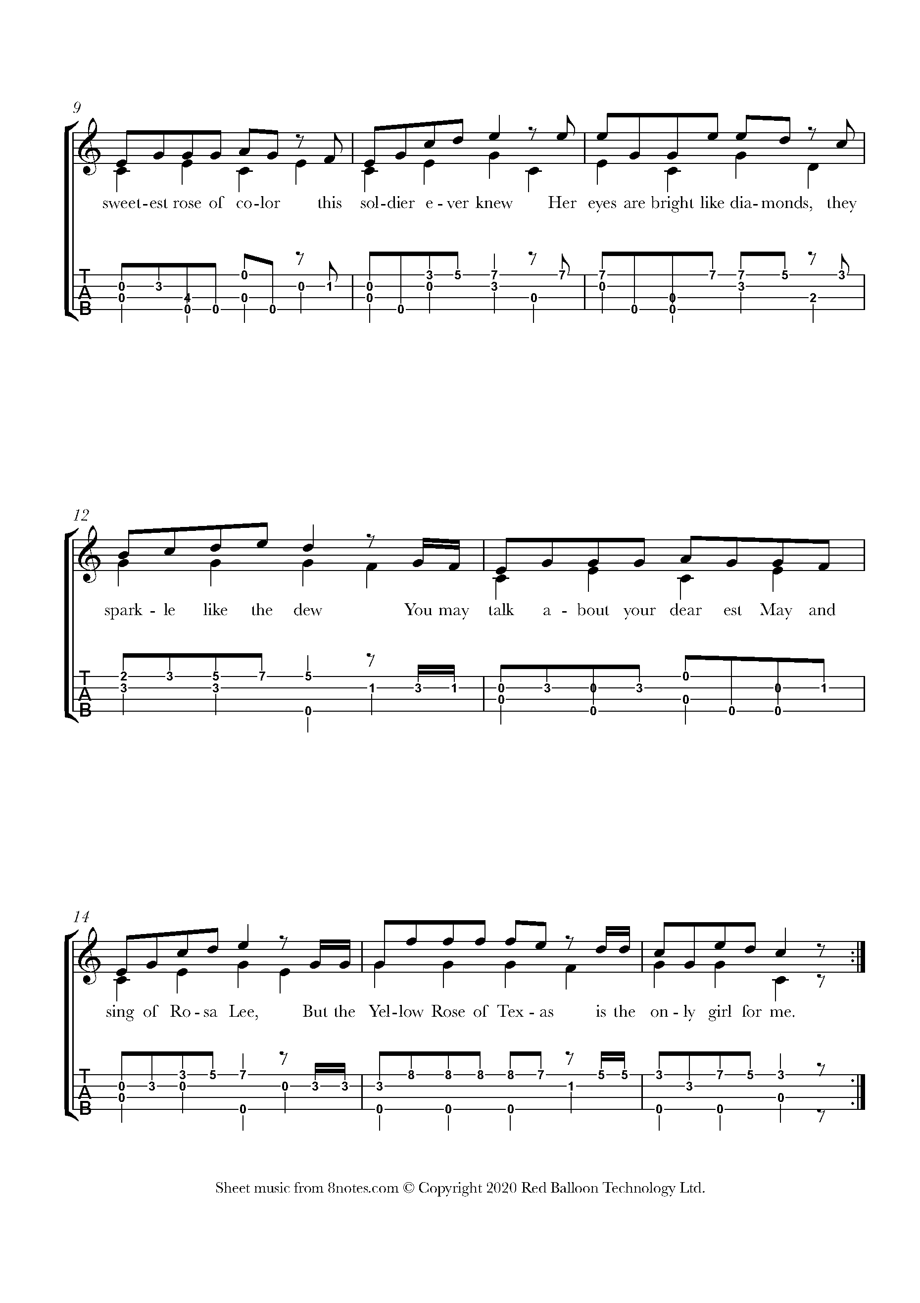 The Yellow Rose of Texas Sheet music for Ukulele - 8notes.com