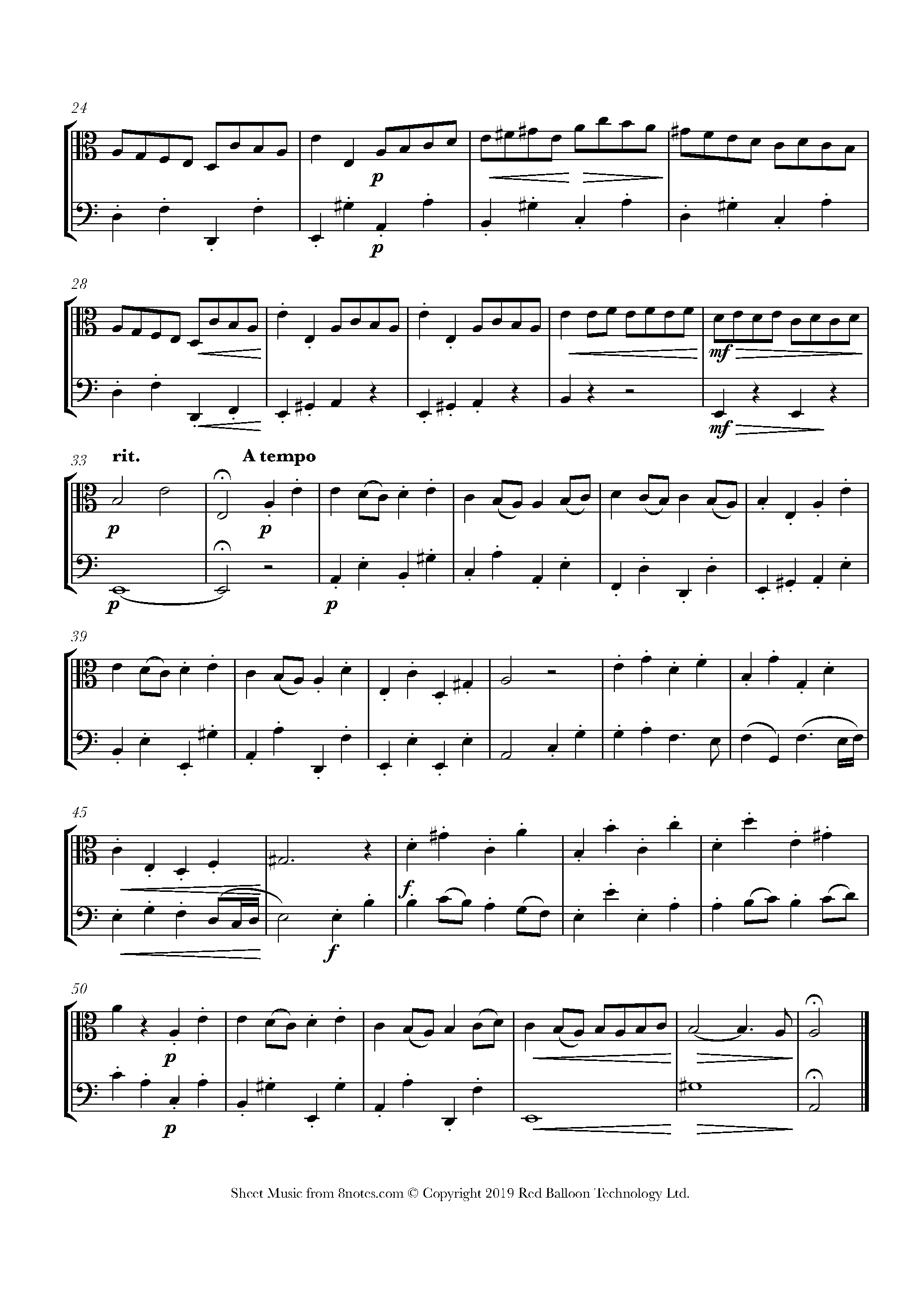 Lully - Gavotte Sheet music for Viola-Cello Duet - 8notes.com