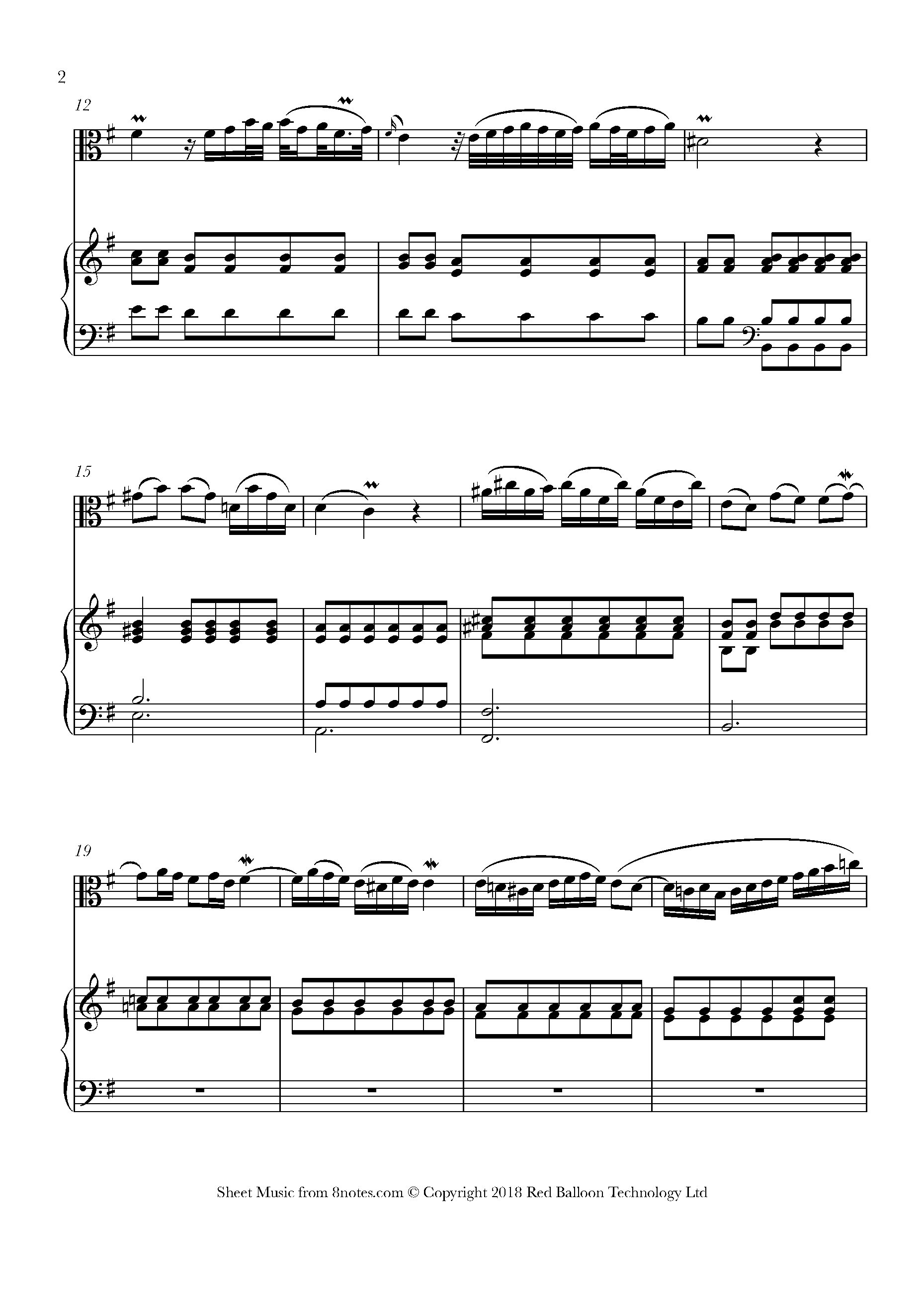 Bach - BWV 974 - Adagio (Bach/Marcello) Sheet music for Viola - 8notes.com