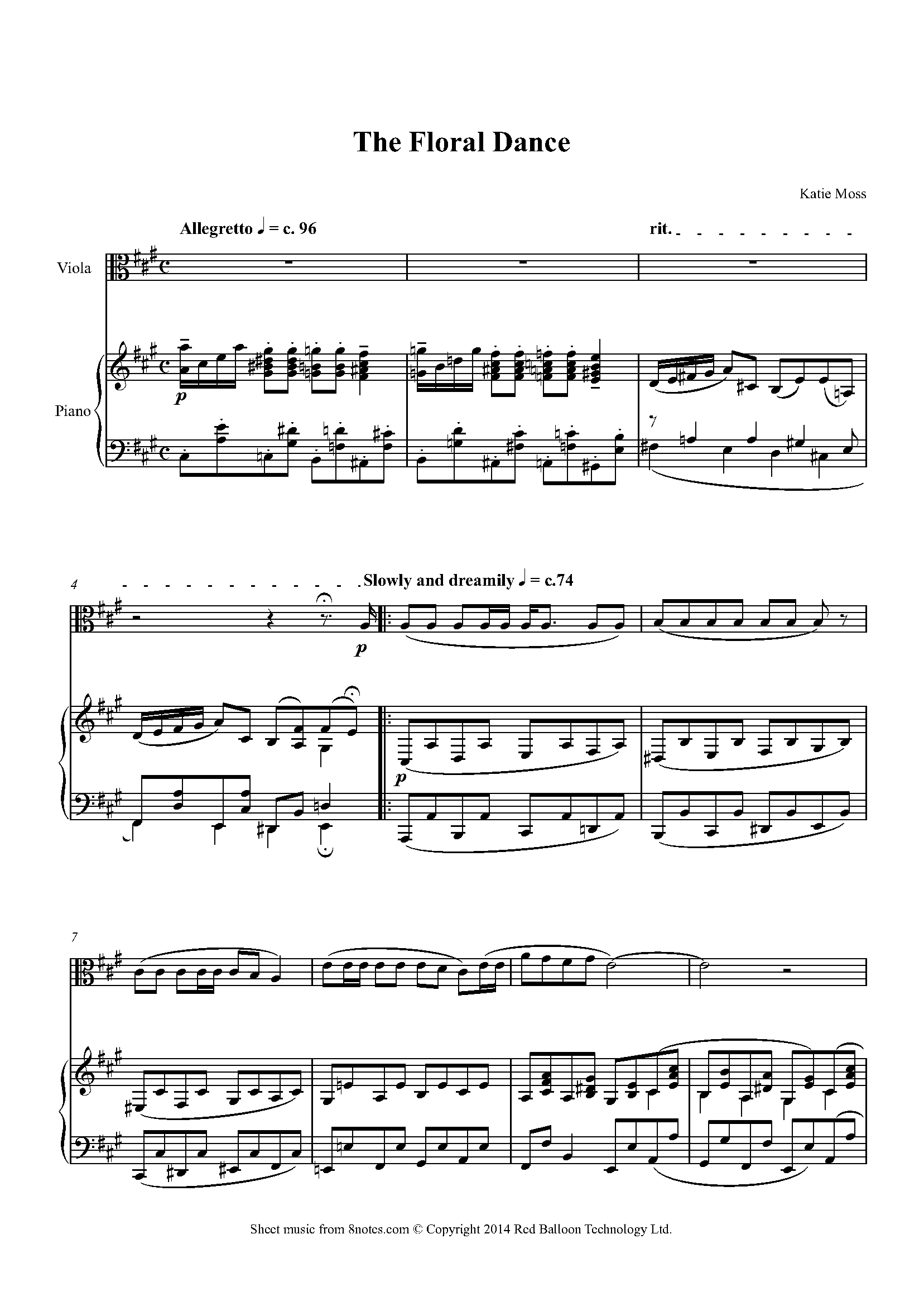 Katie Moss - The Floral Dance Sheet music for Viola - 8notes.com