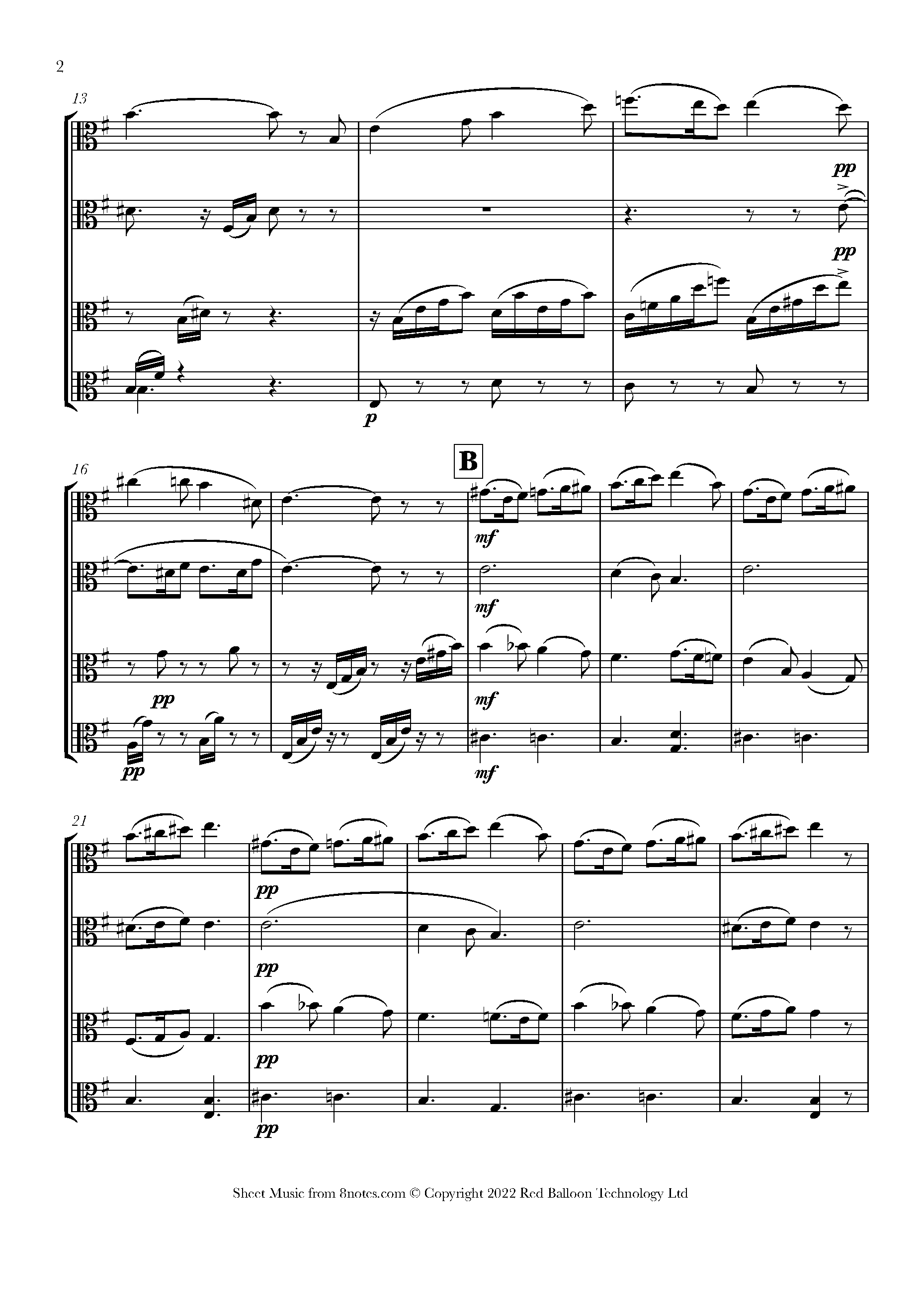 Faure - Sicilienne Op. 78 Sheet music for Viola Quartet - 8notes.com