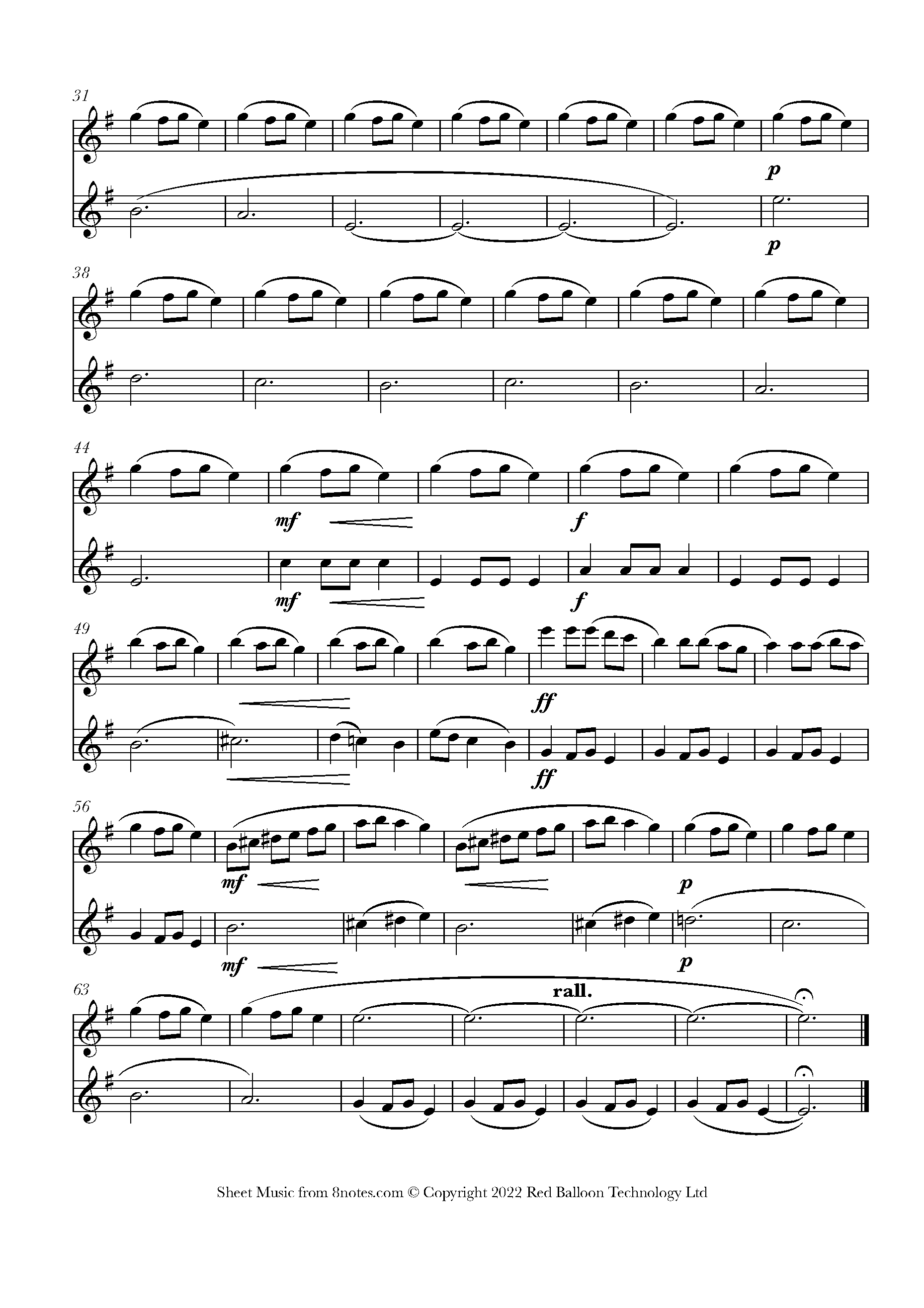 Carol of the Bells Sheet music for Violin-Flute Duet - 8notes.com