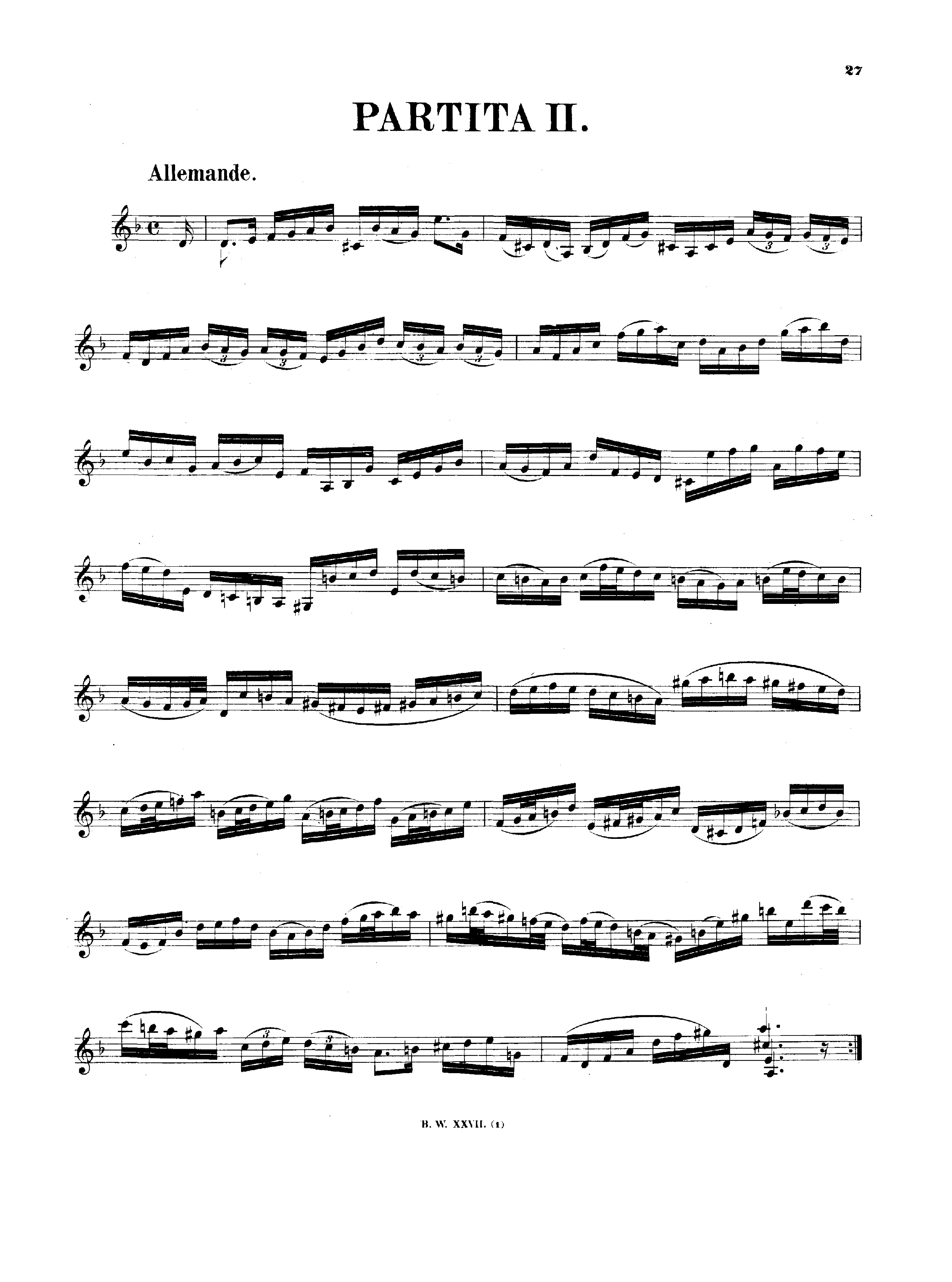 Bach, Johann Sebastian Violin Partita No.2 in minor, BWV (Complete) Sheet music for Violin - 8notes.com