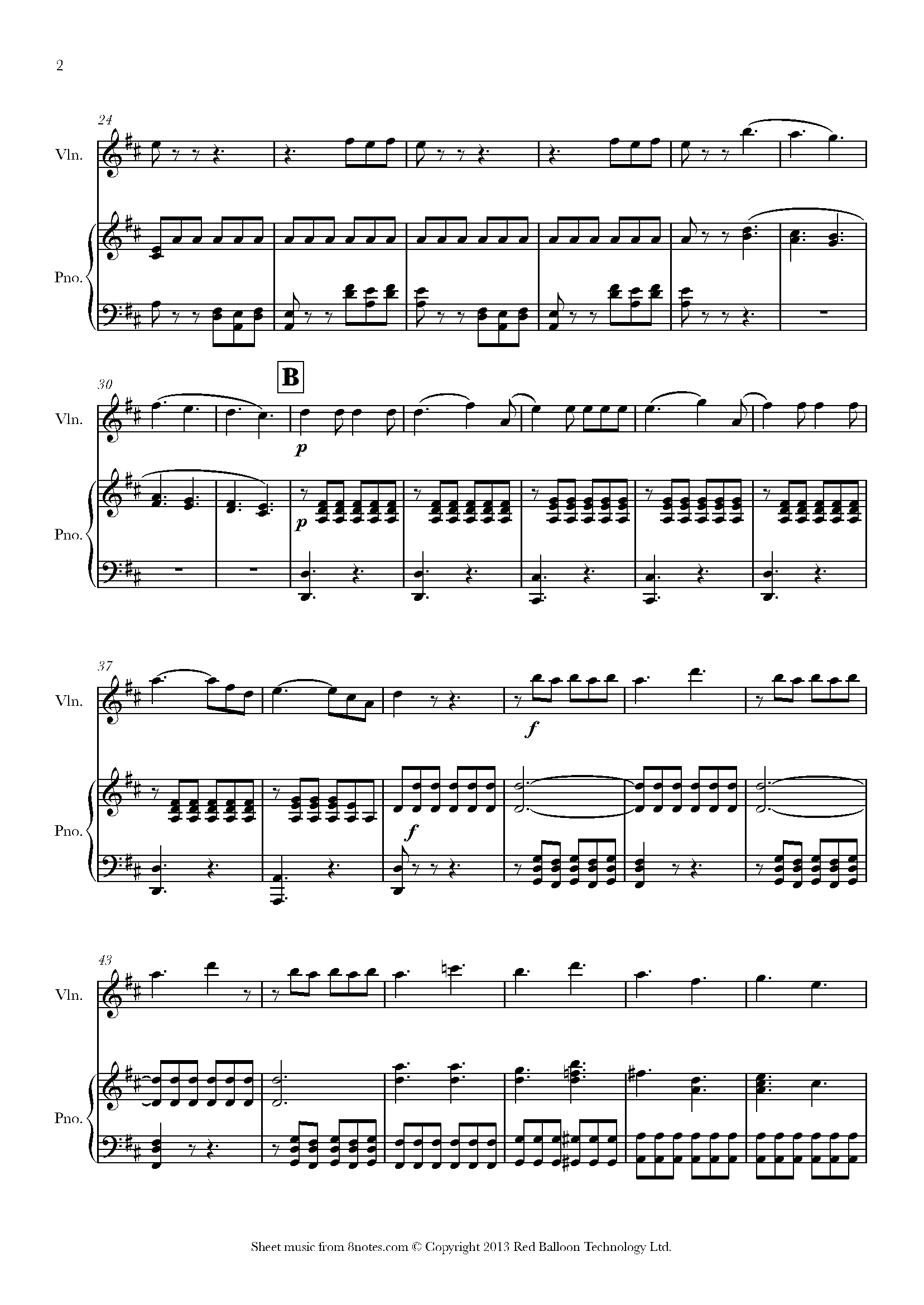 Mozart - Piano Concerto No22 Third Mvt Sheet Music For Violin - 8notes.com