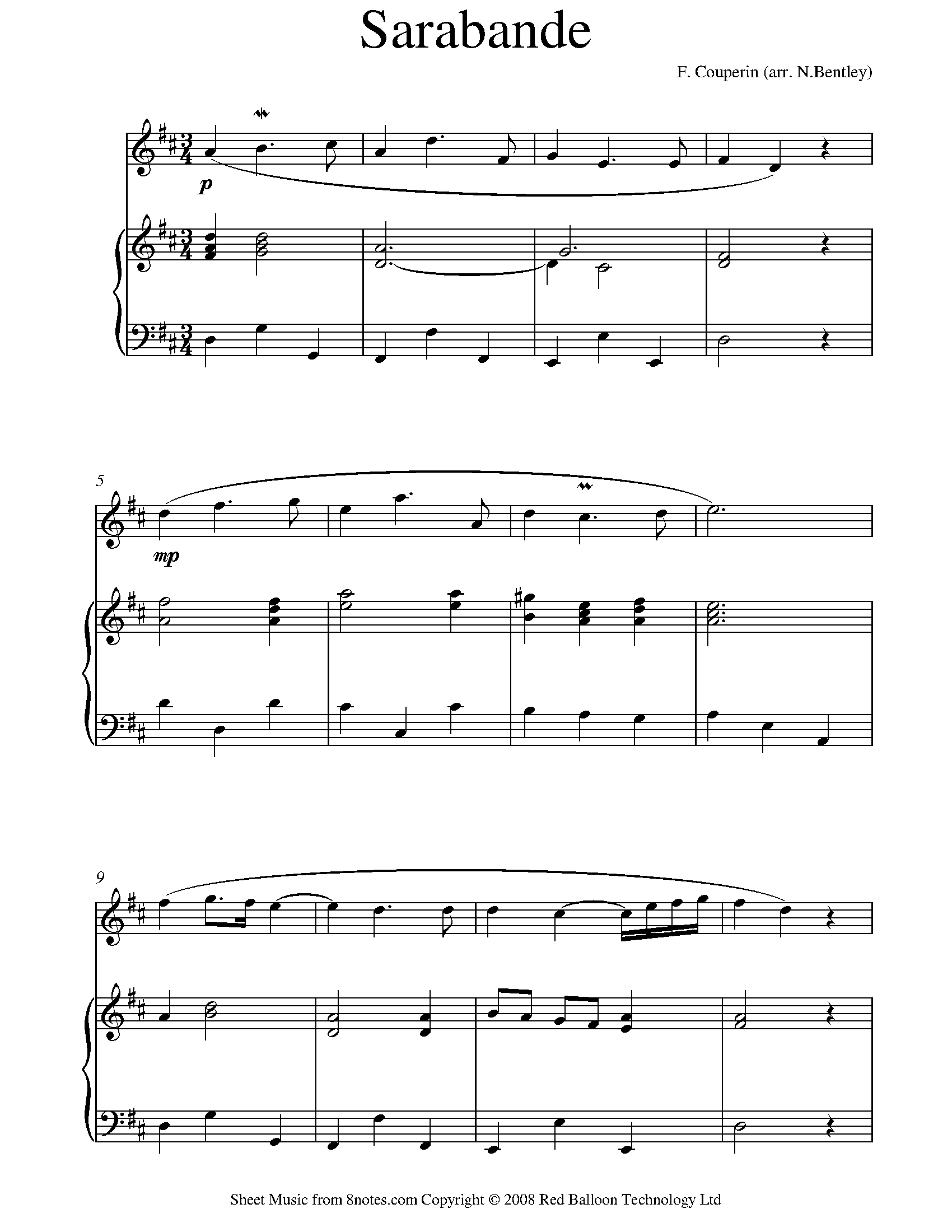 ﻿Couperin - Sarabande Sheet music for Violin - 8notes.com