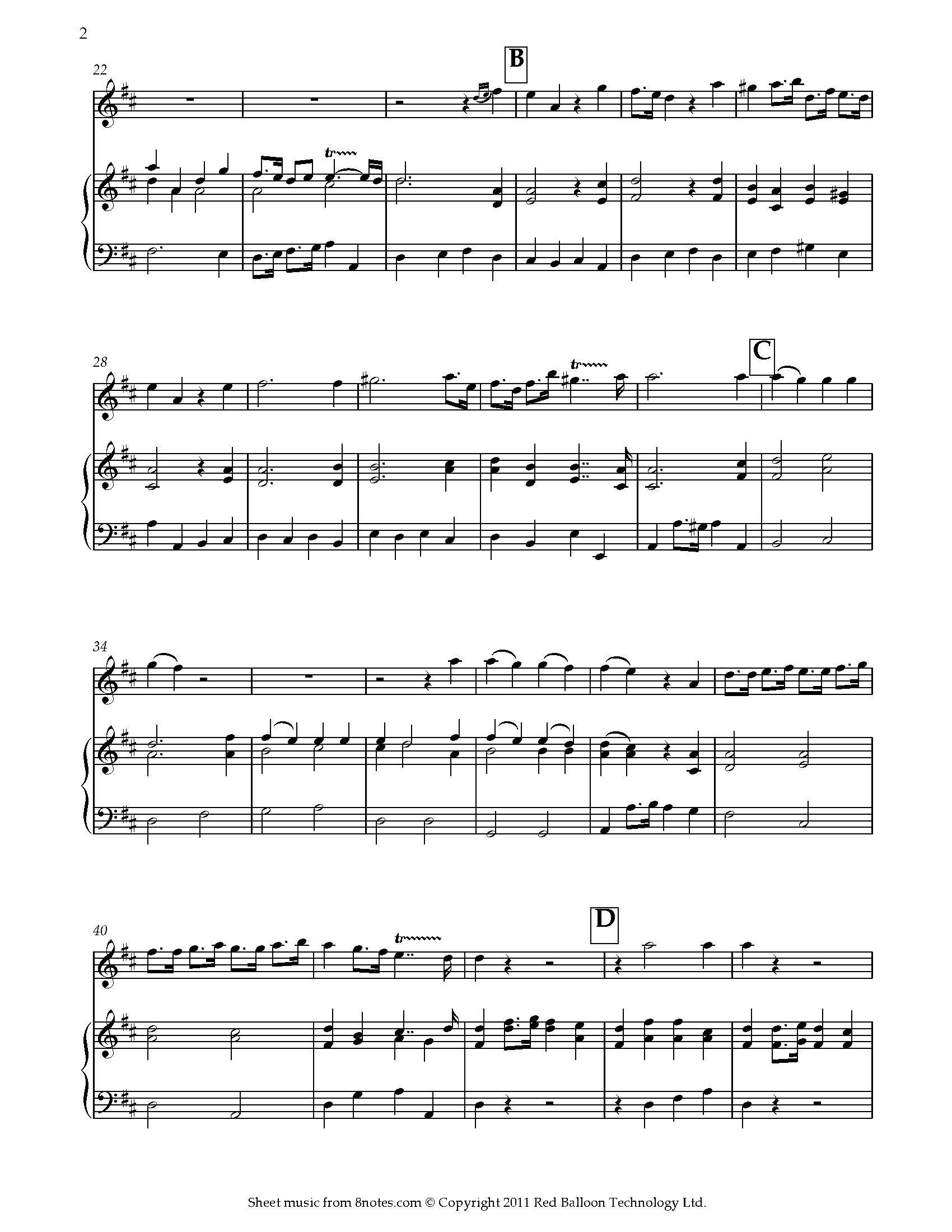 John Stanley - Voluntary in D Sheet music for Violin - 8notes.com