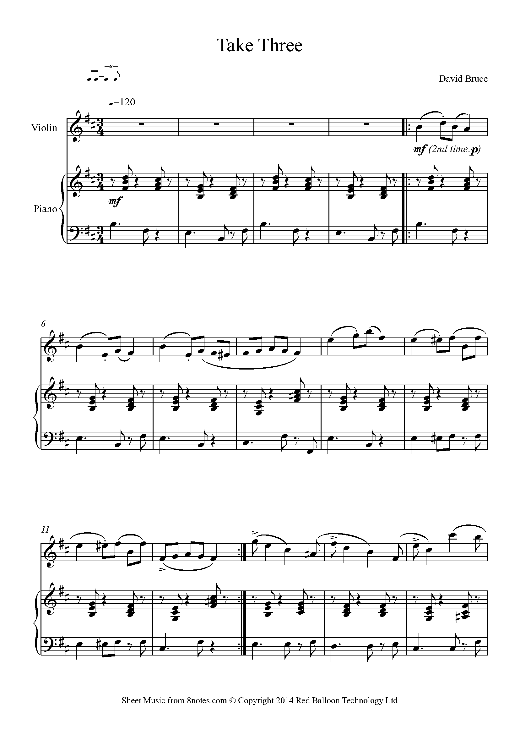 David Bruce - Take Three Sheet music for Violin - 8notes.com