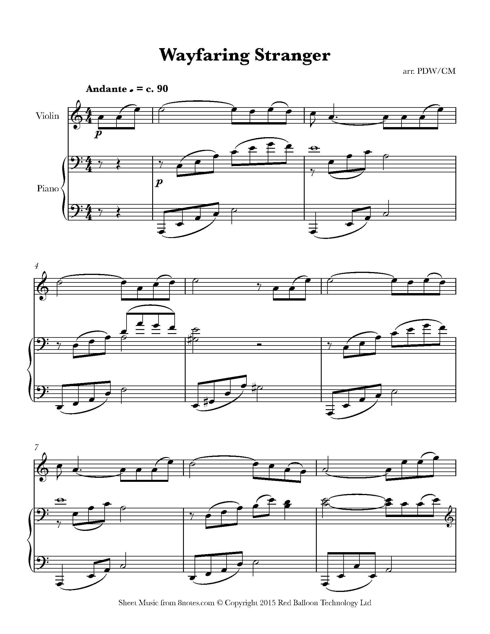 Wayfaring Stranger Sheet music for Violin - 8notes.com