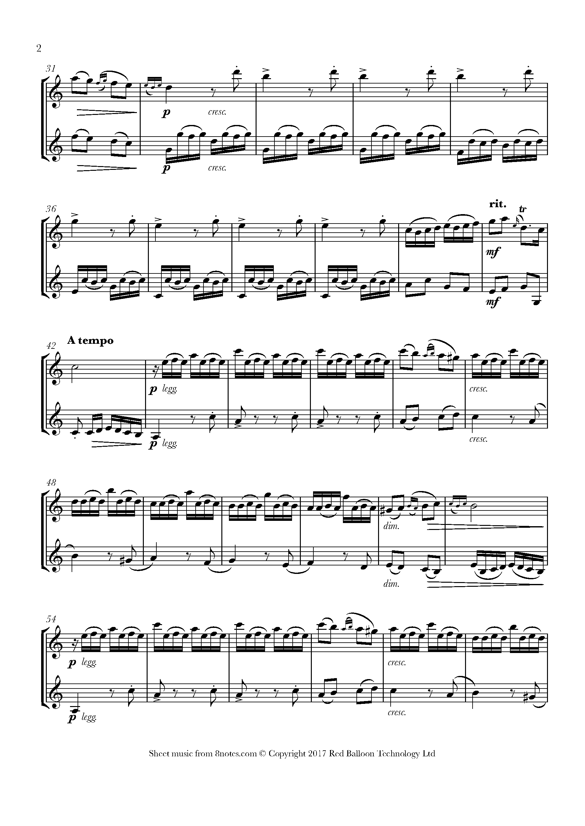 Daquin - Le CouCou (The Cuckoo) Sheet music for Violin Duet - 8notes.com