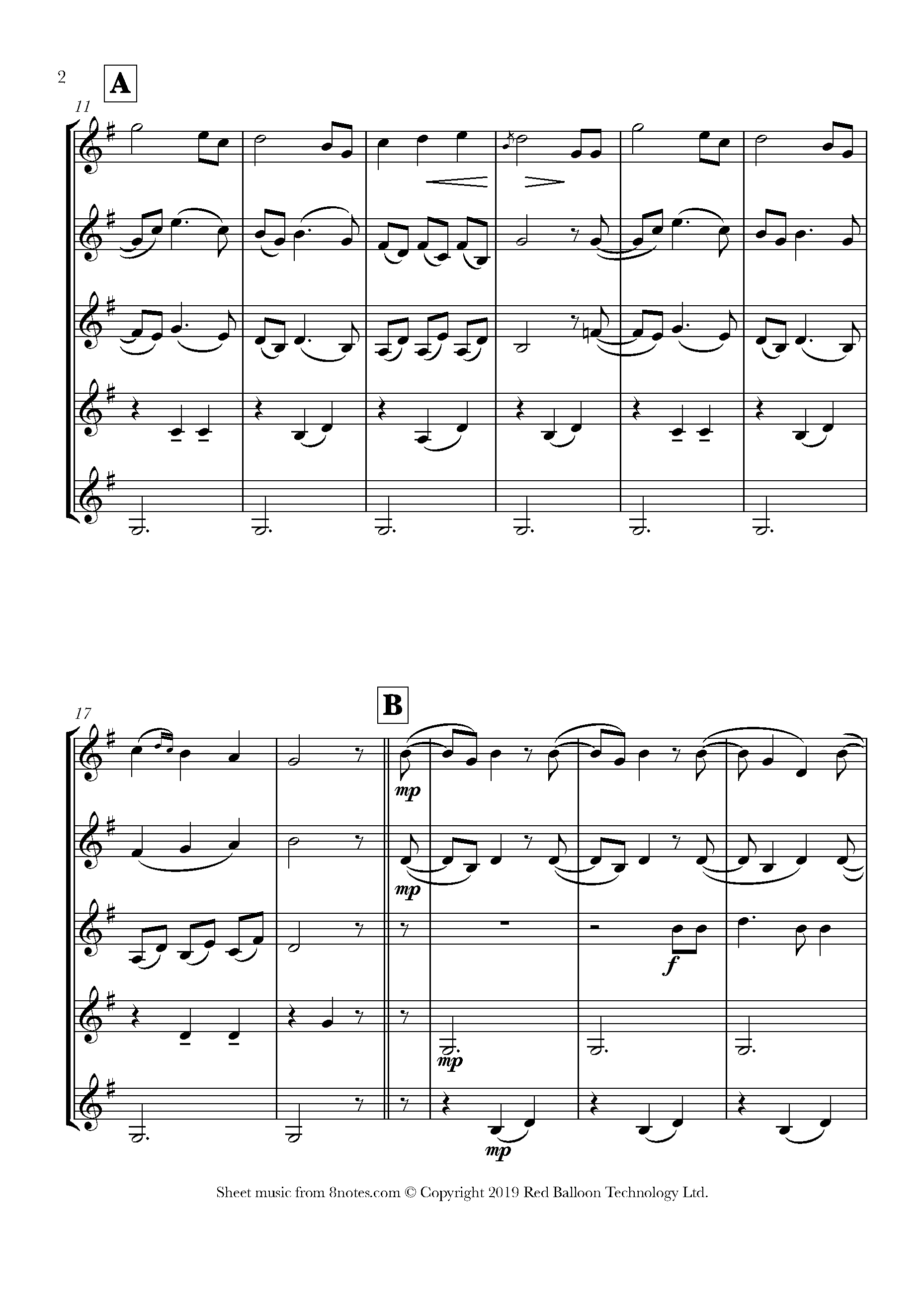 Brahms - Lullaby (Wiegenlied) Sheet Music For Violin Ensemble - 8notes.com