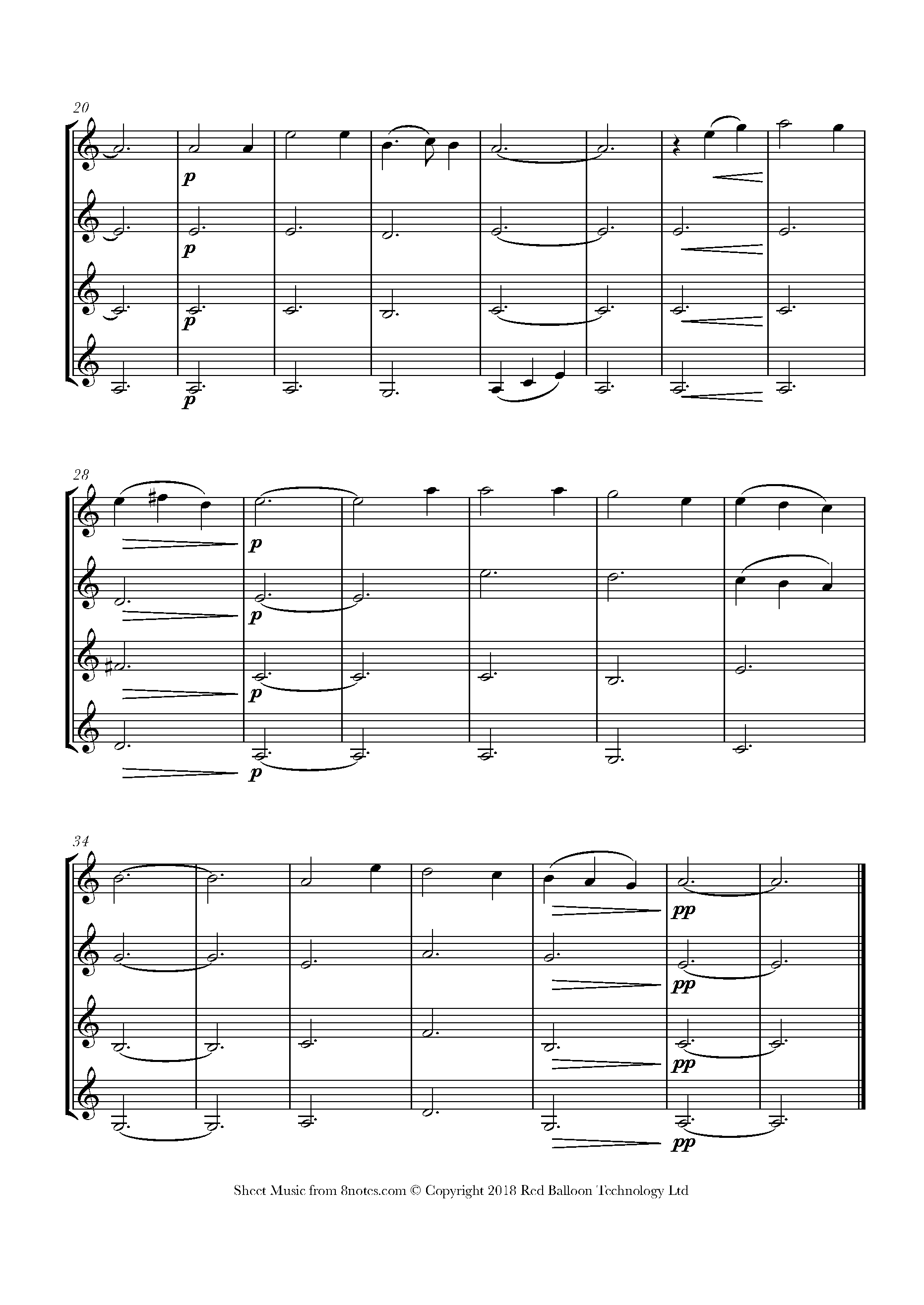 Scarborough Fair Sheet Music For Violin Quartet - 8notes.com