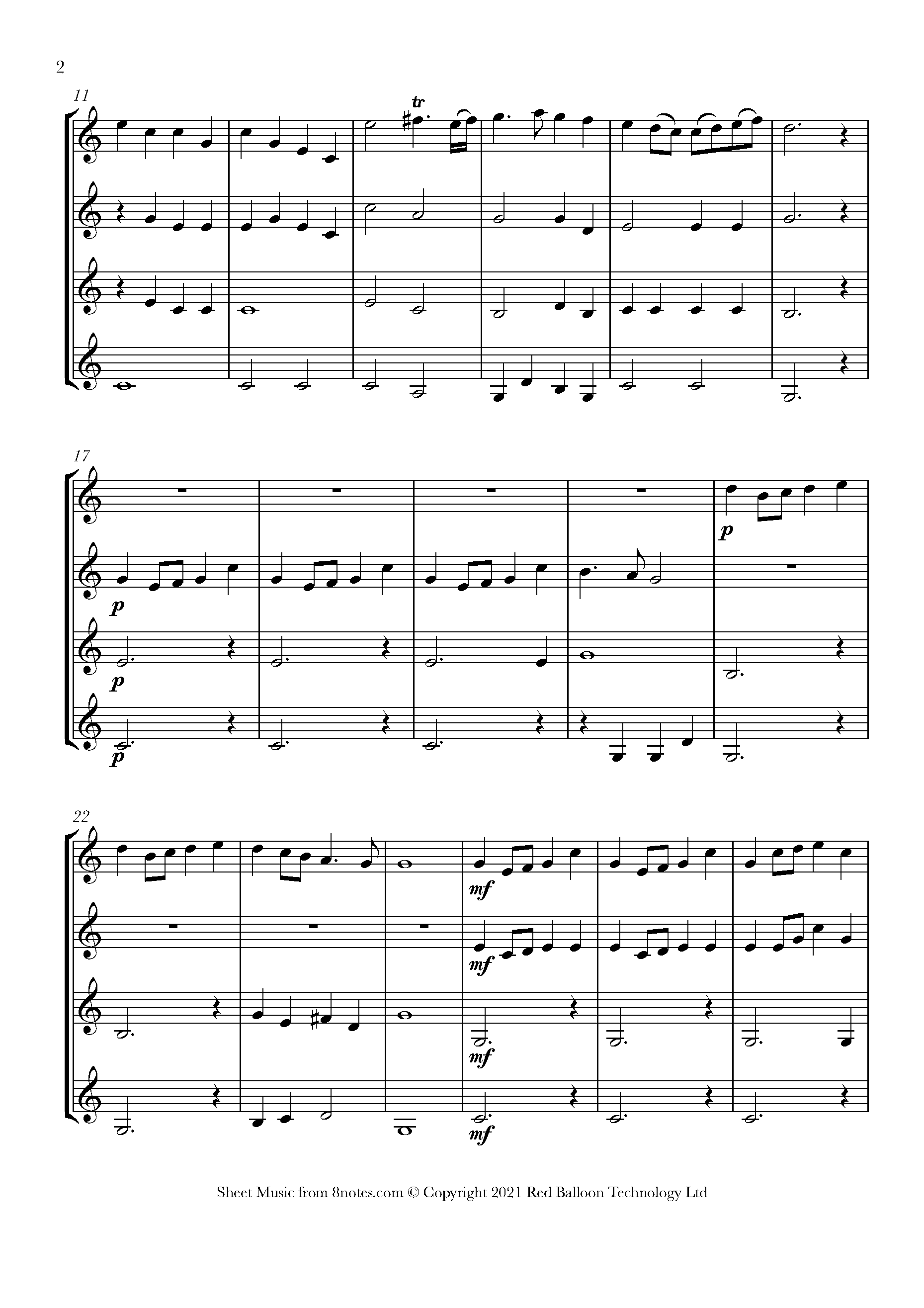 Clarke - Trumpet Voluntary Sheet music for Violin Quartet - 8notes.com