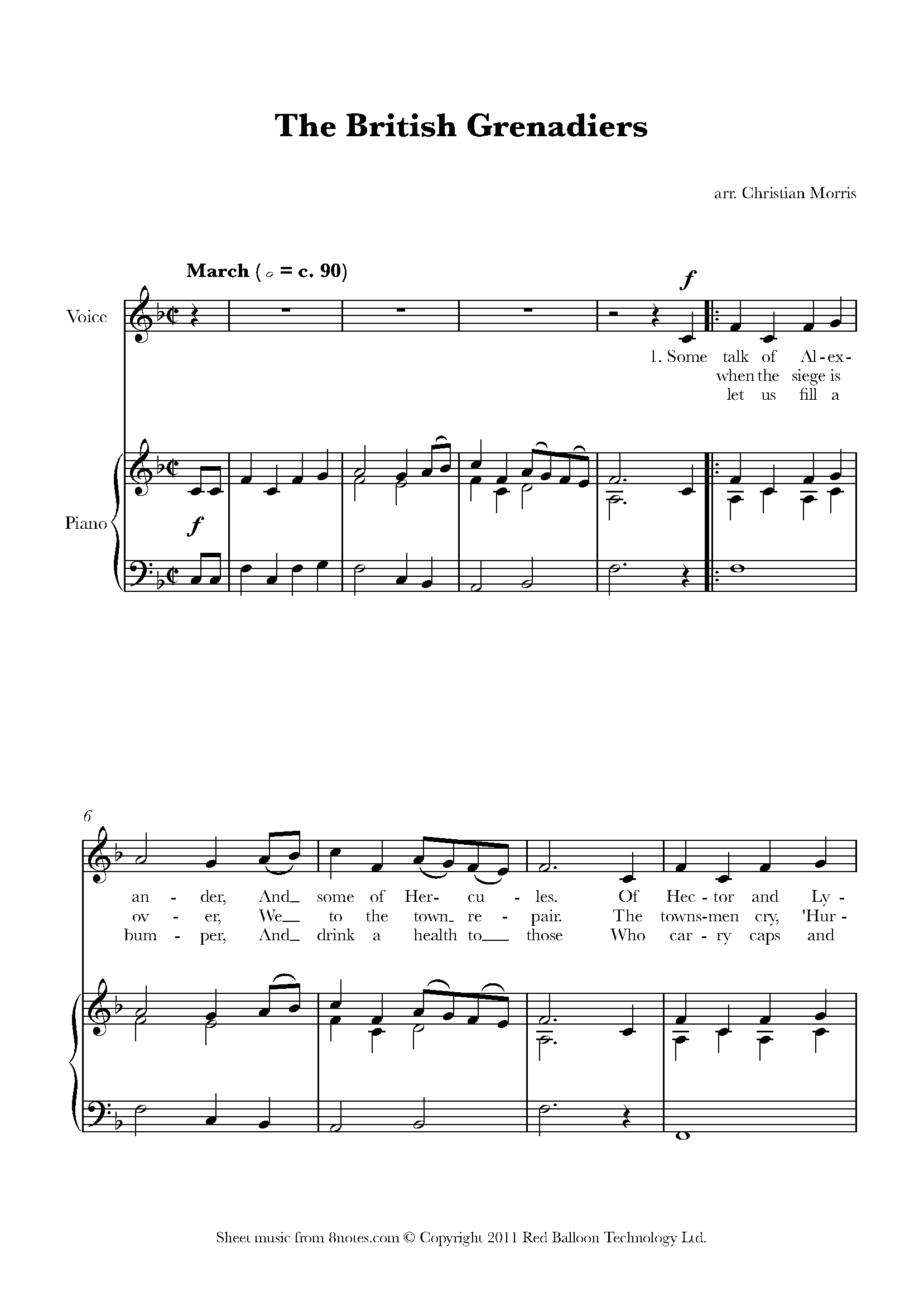 The British Grenadiers Sheet music for Voice