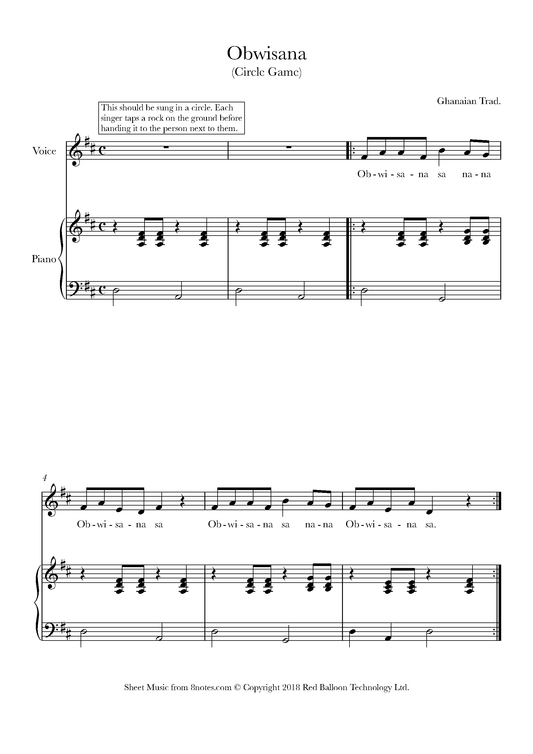 Obwisana Sheet Music For Voice 8notes Com