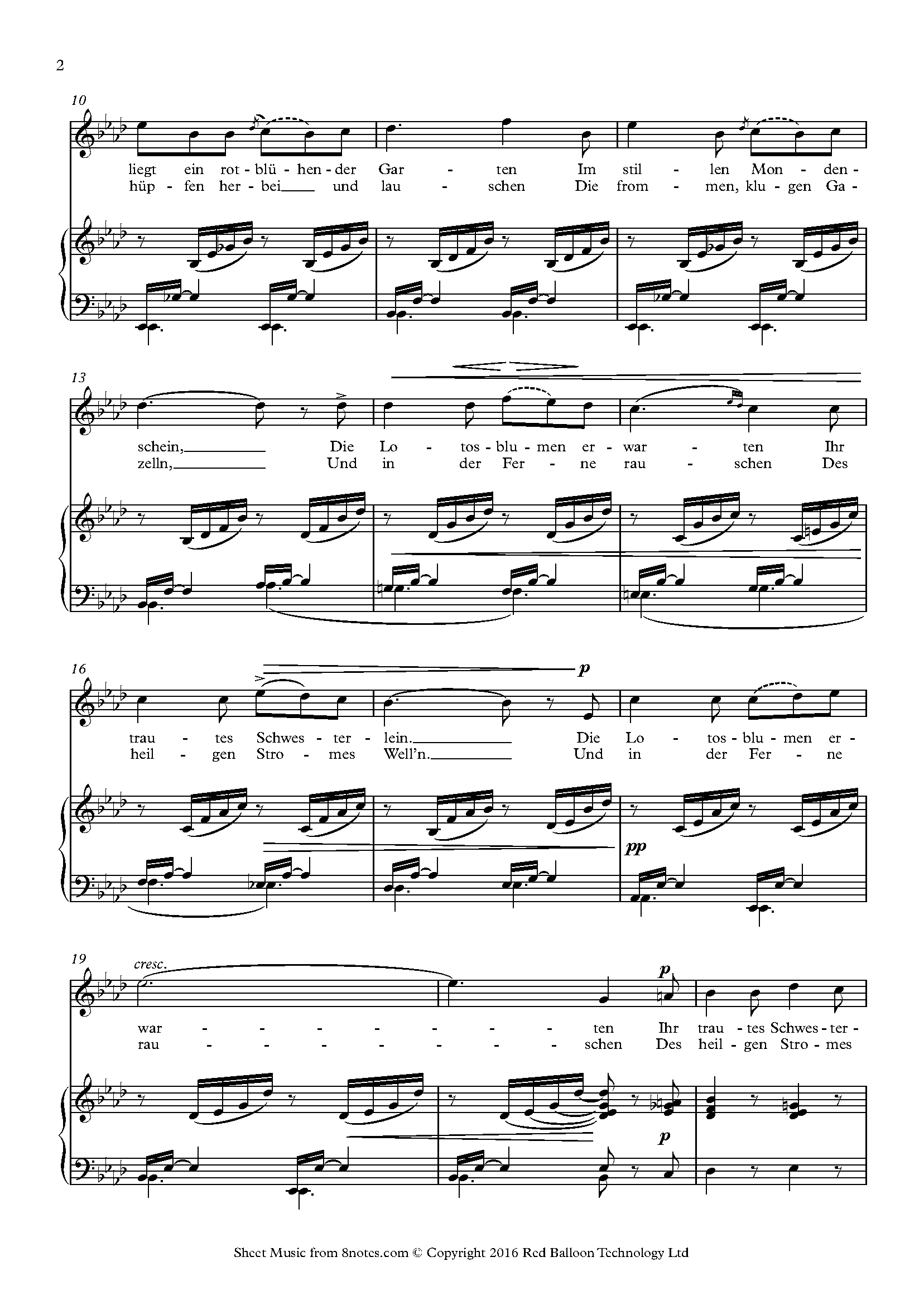 Mendelssohn ﻿on Wings Of Song Auf Flügeln Des Gesanges From Six Songs Op 34 No 2 Sheet