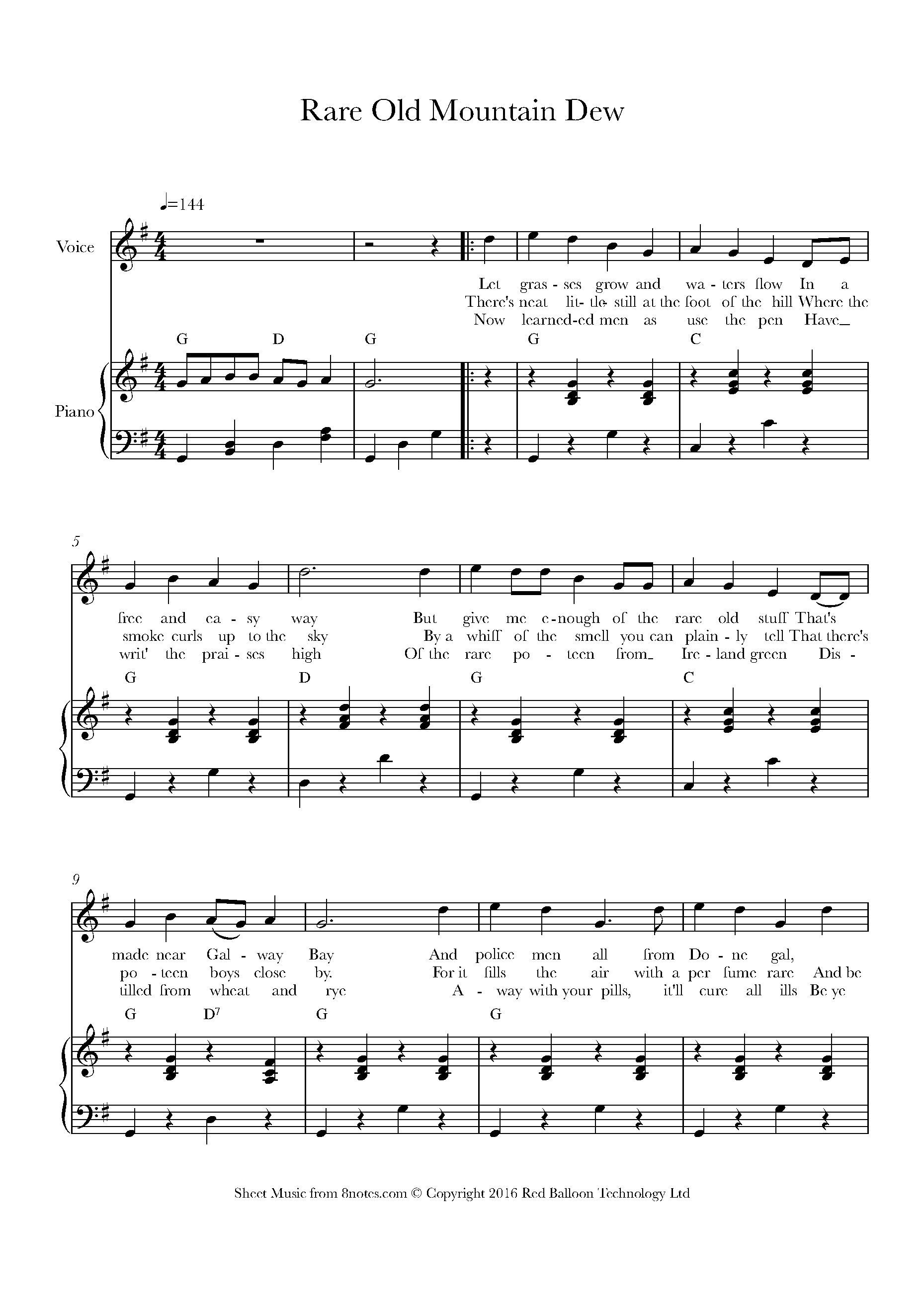 Rare Old Mountain Dew Sheet music for Voice - 8notes.com