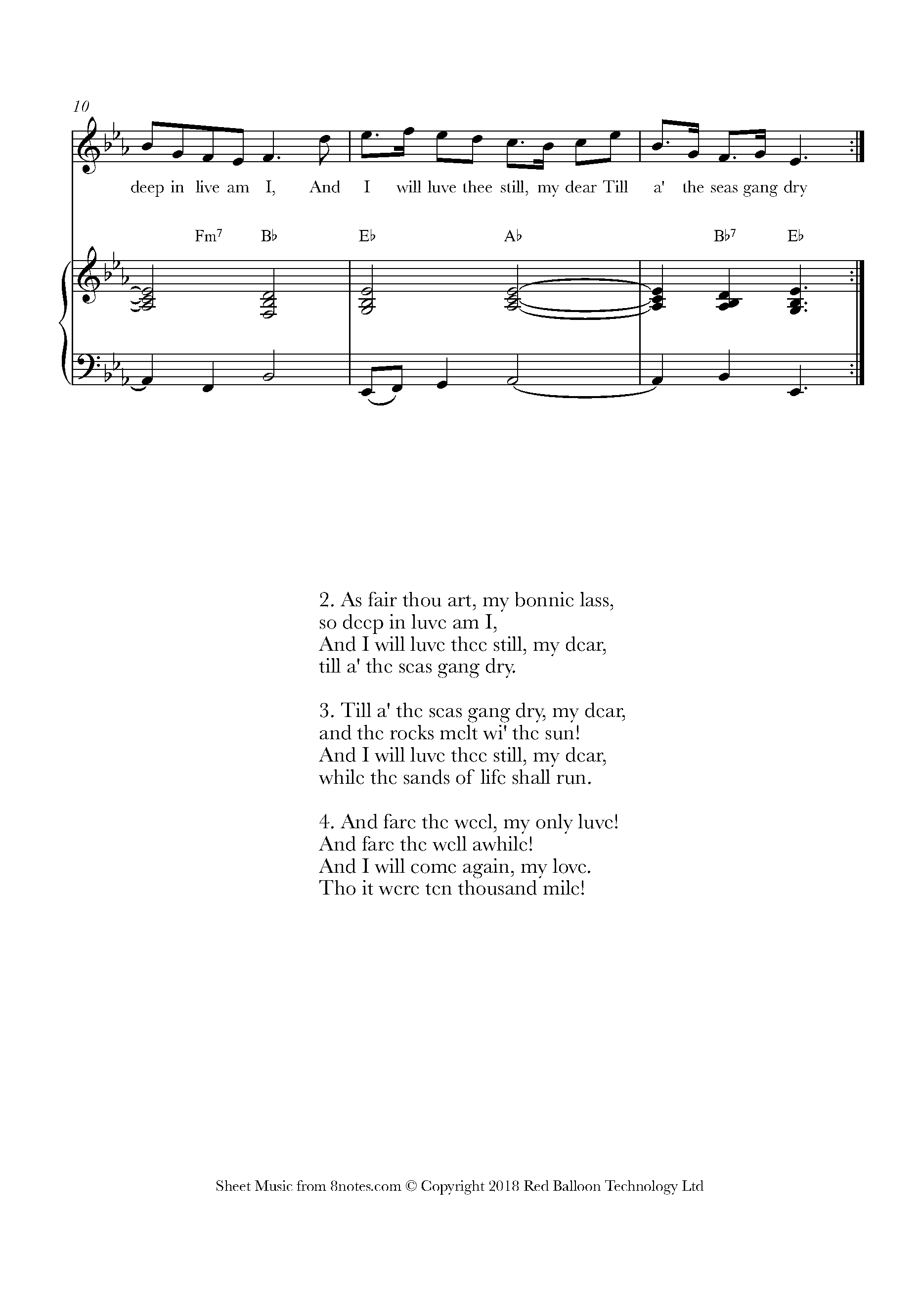 My Love is Like a Red Red Rose Sheet music for Voice - 8notes.com