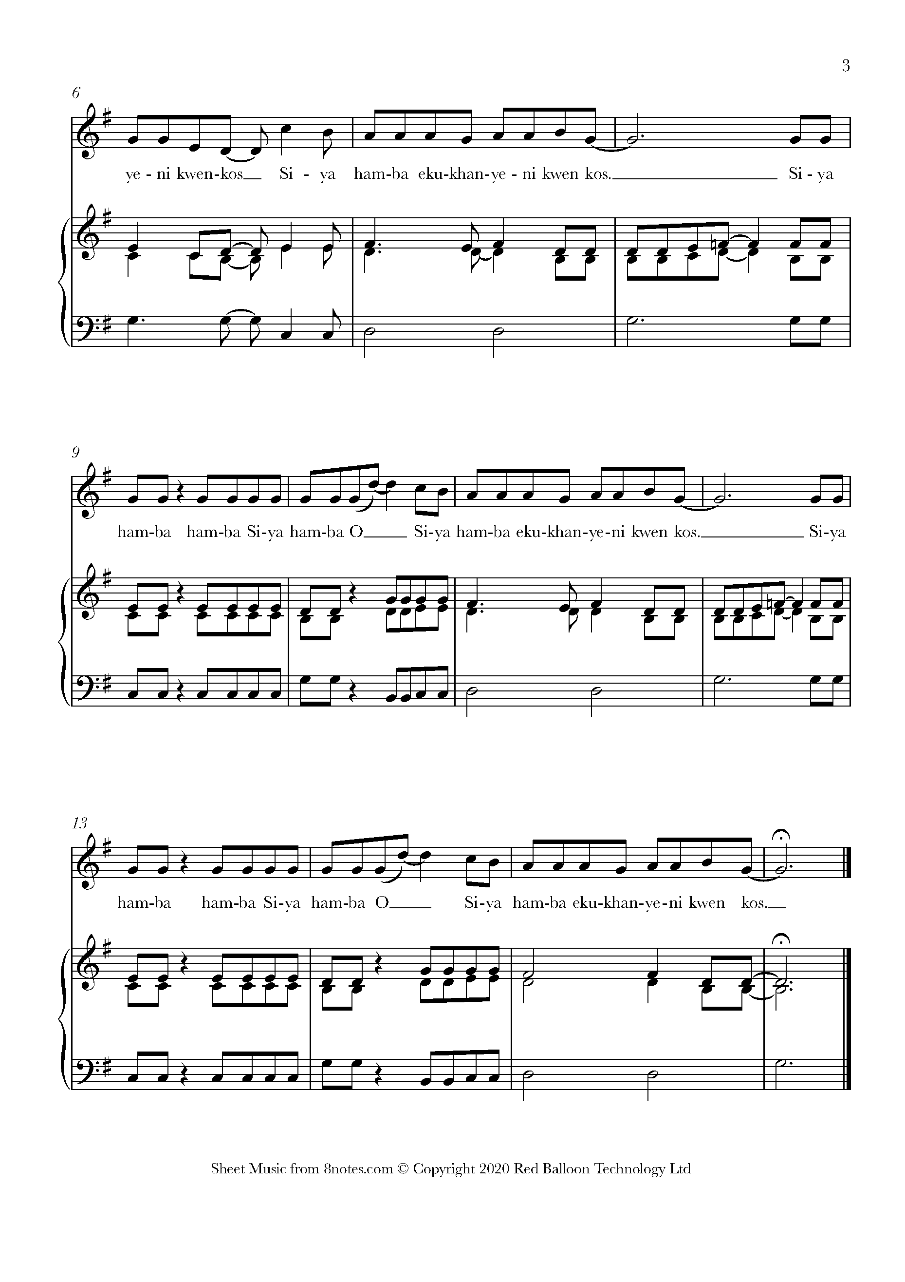 Siyahamba (Zulu Traditional) Sheet music for Voice - 8notes.com