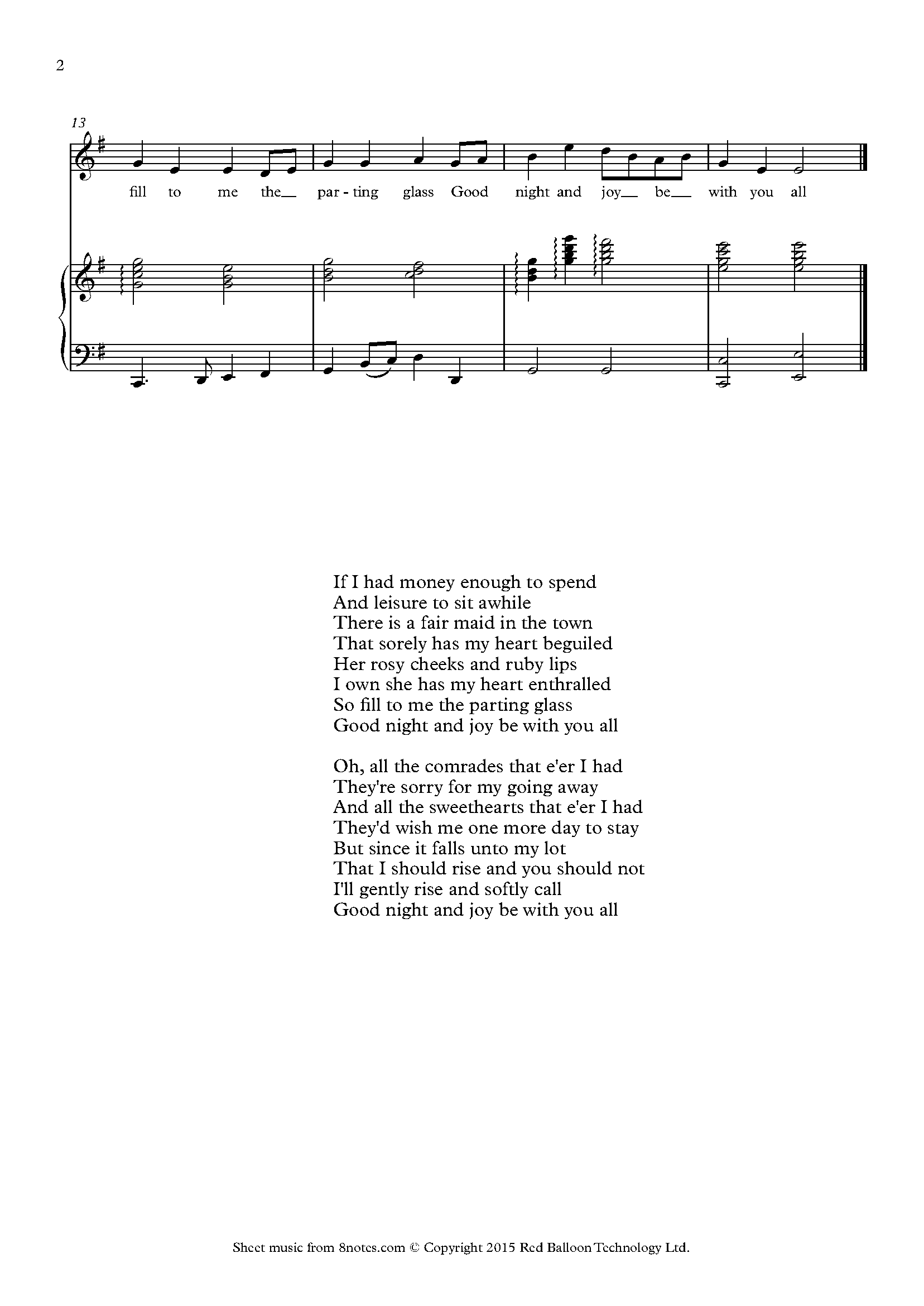 The Parting Glass Sheet music for Voice - 8notes.com