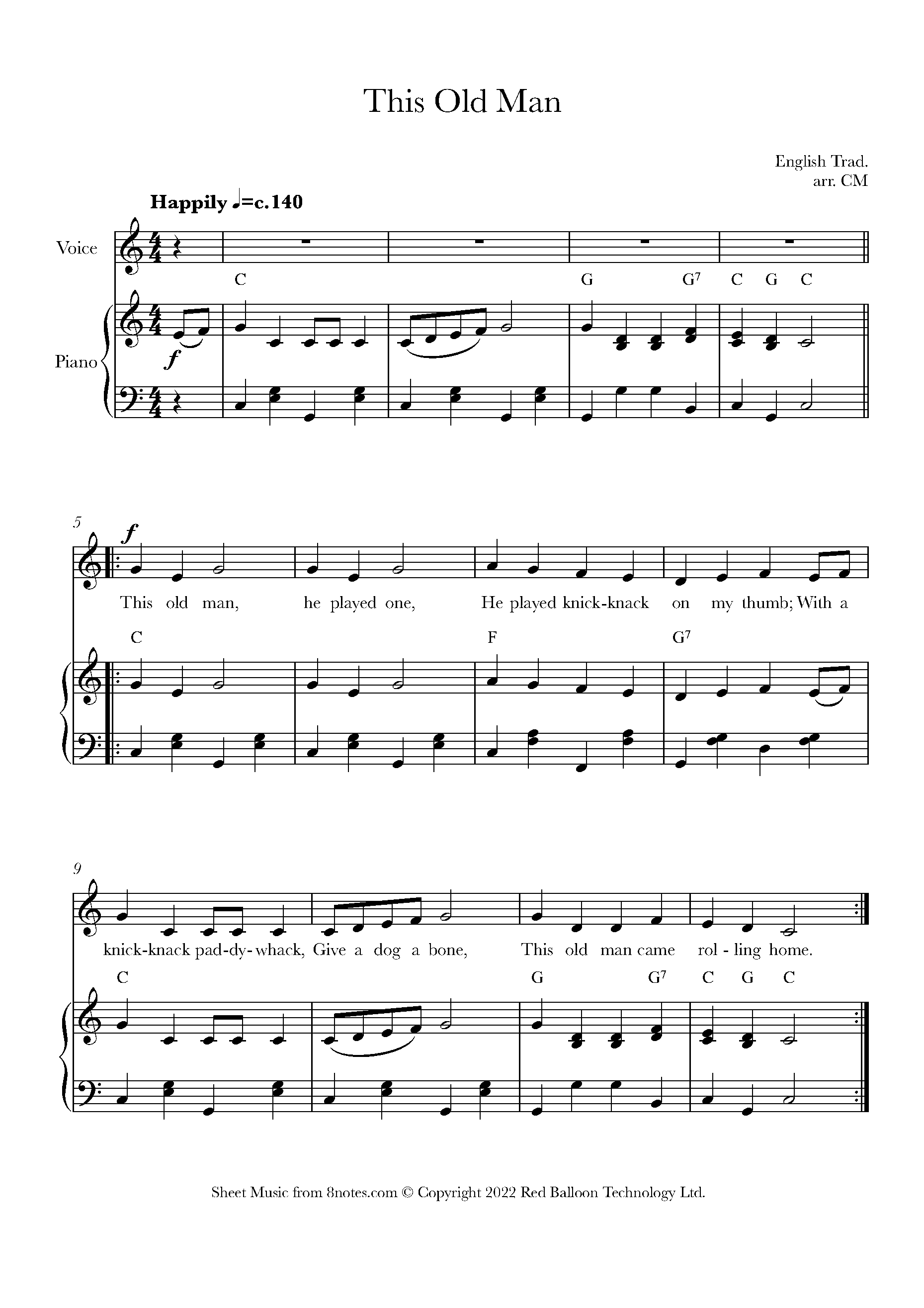 This Old Man Sheet music for Voice - 8notes.com