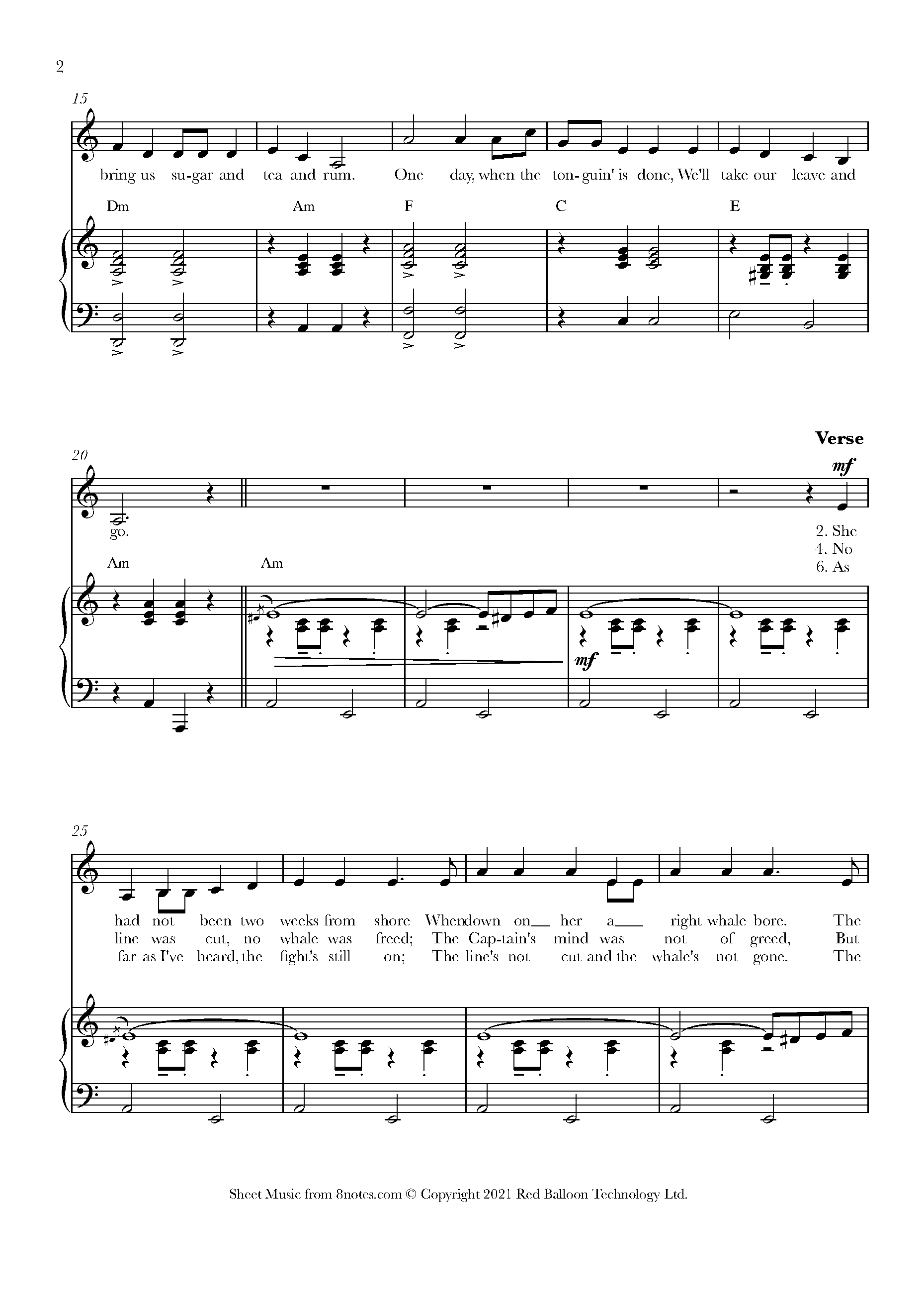 Soon May the Wellerman Come (New Zealand Trad.) Sheet music for Voice