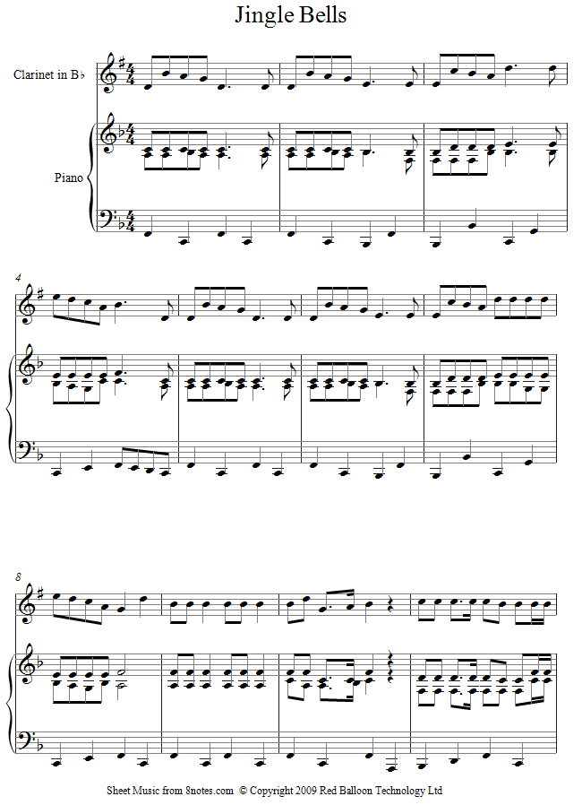 jingle clarinet bells sheet beginner keyboard 8notes play scores shortcuts