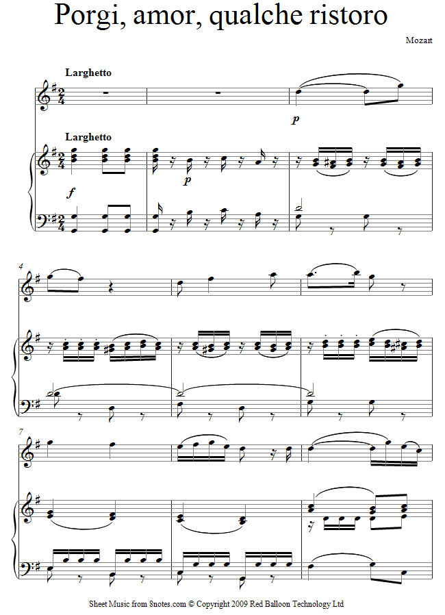 Mozart - Porgi, amor from Figaro sheet music for Flute - 8notes.com