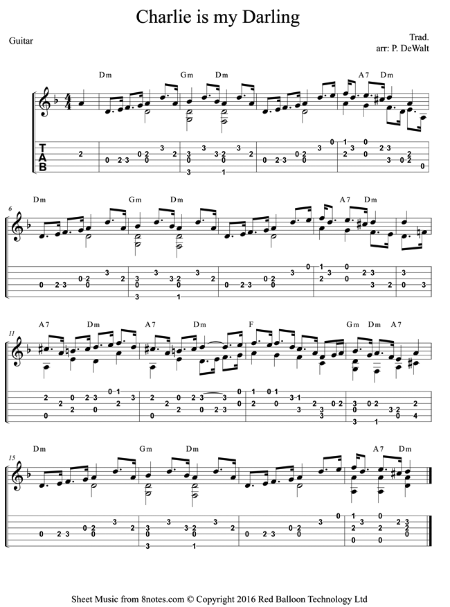 Charlie is my Darling sheet music for Guitar - 8notes.com